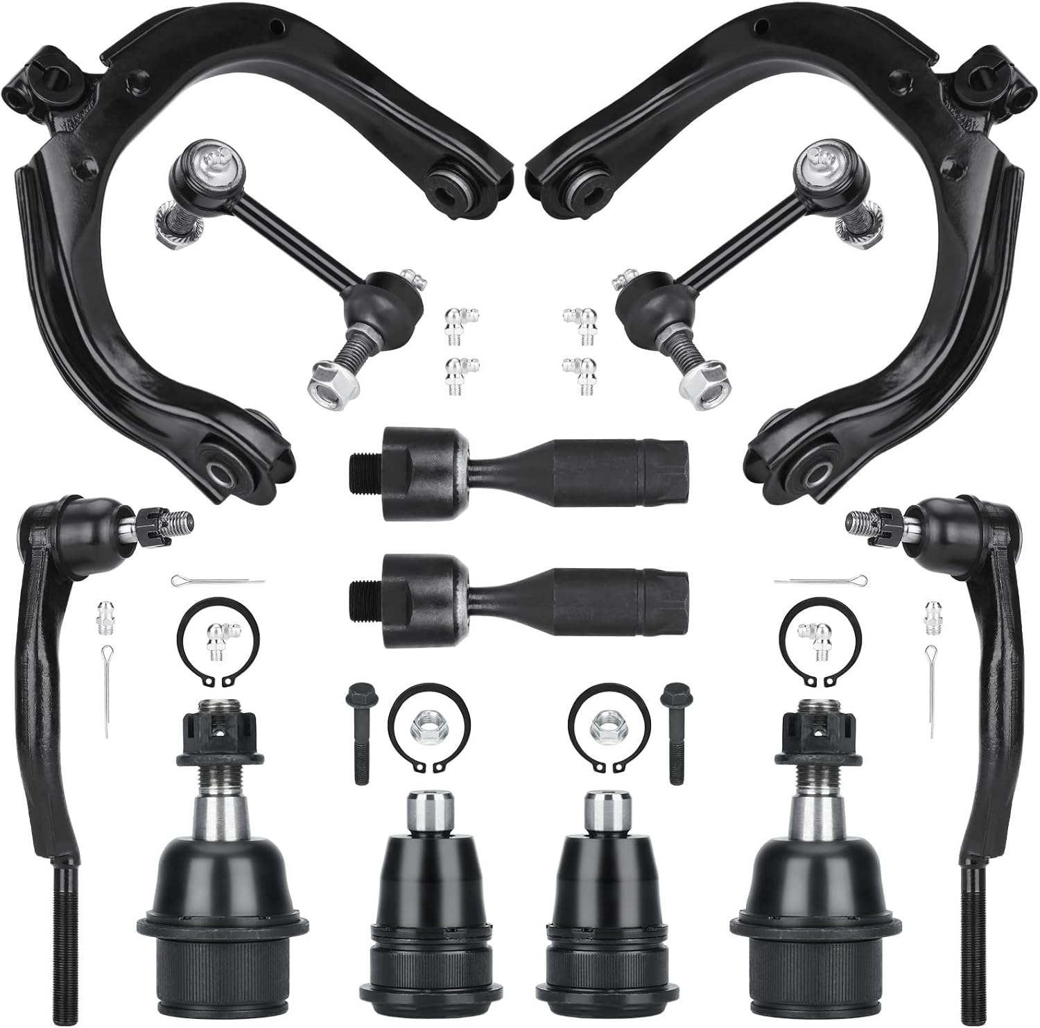 Front Upper Control Arms Assembly Passenger Driver Side with Upper Lower Ball Joint Suspension Kit for Buick Rainier 2004-2007 for Chevrolet SSR Trailblazer EXT for GMC Envoy XL XUV for Isuzu Ascender