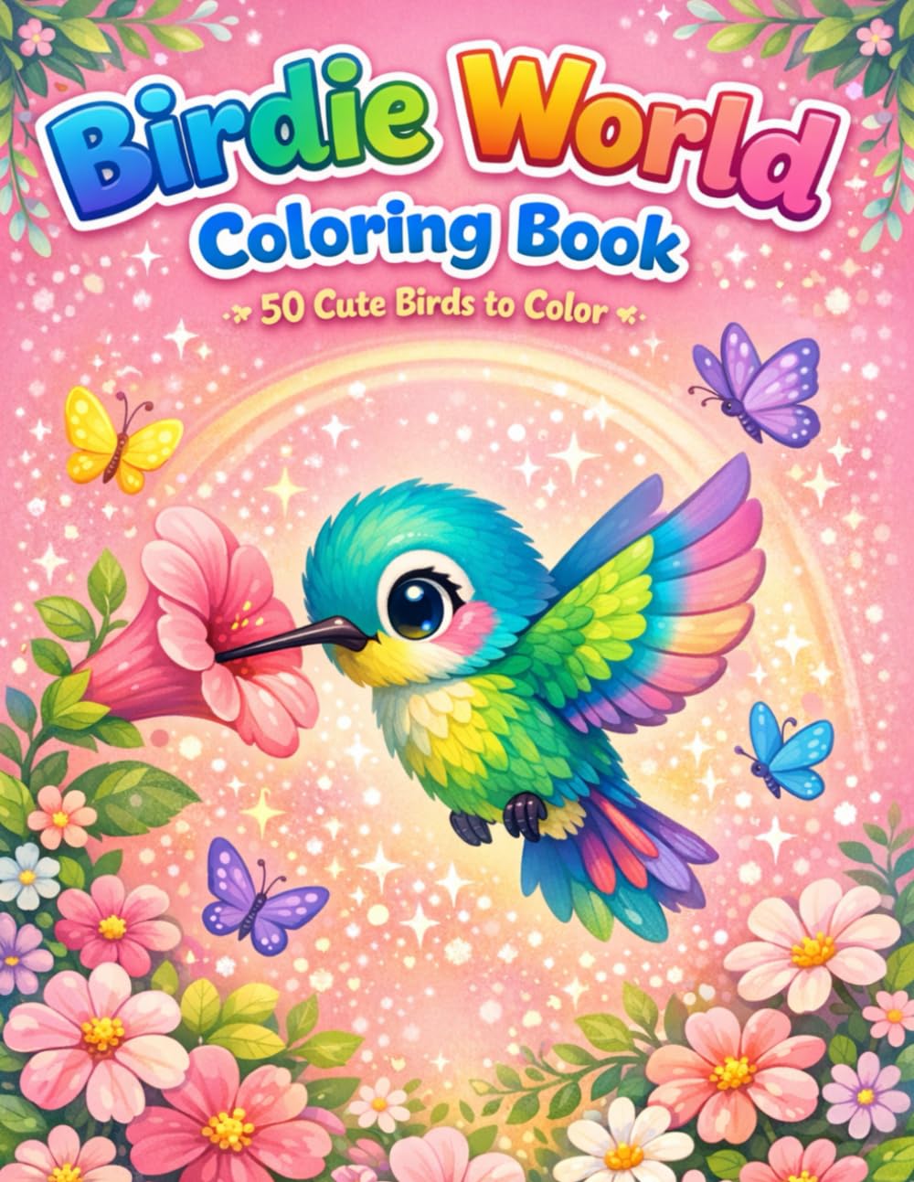 Birdie World Coloring Book | 50 Cute Birds to Color: Fun & Easy Coloring Pages for Kids Ages 4-12