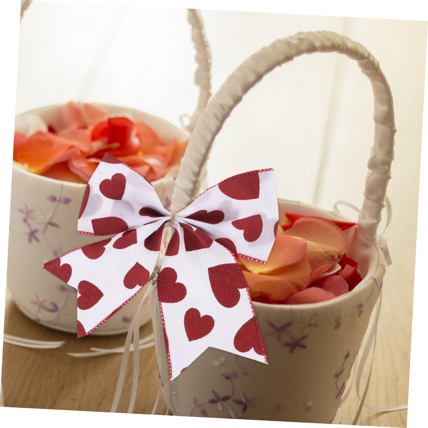 VALICLUD 2pièces Nœuds Décoratifs Romantiques à Motif Cœur pour Saint-Valentin Les Mariages et Emballage Cadeau Jolis Nœuds Imprimés Amour pour Décoration Festive