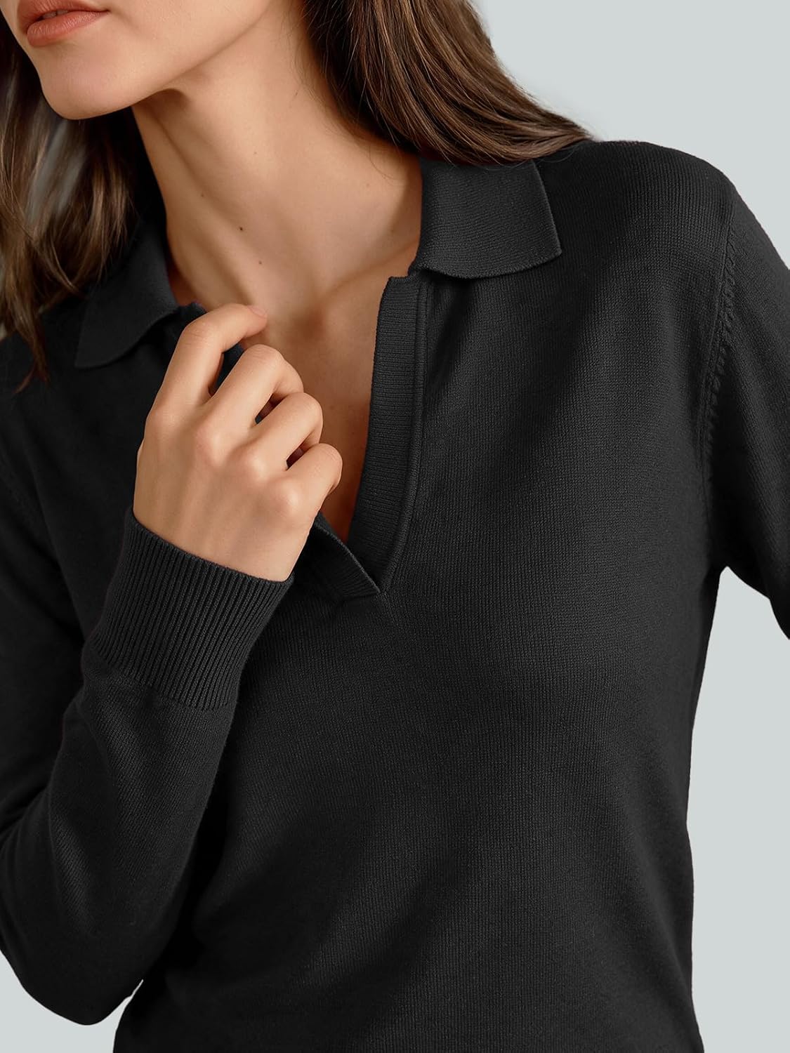 Outfeel Women Wool Blend Sweaters Pullover Long Sleeve Polo Shirts Tops