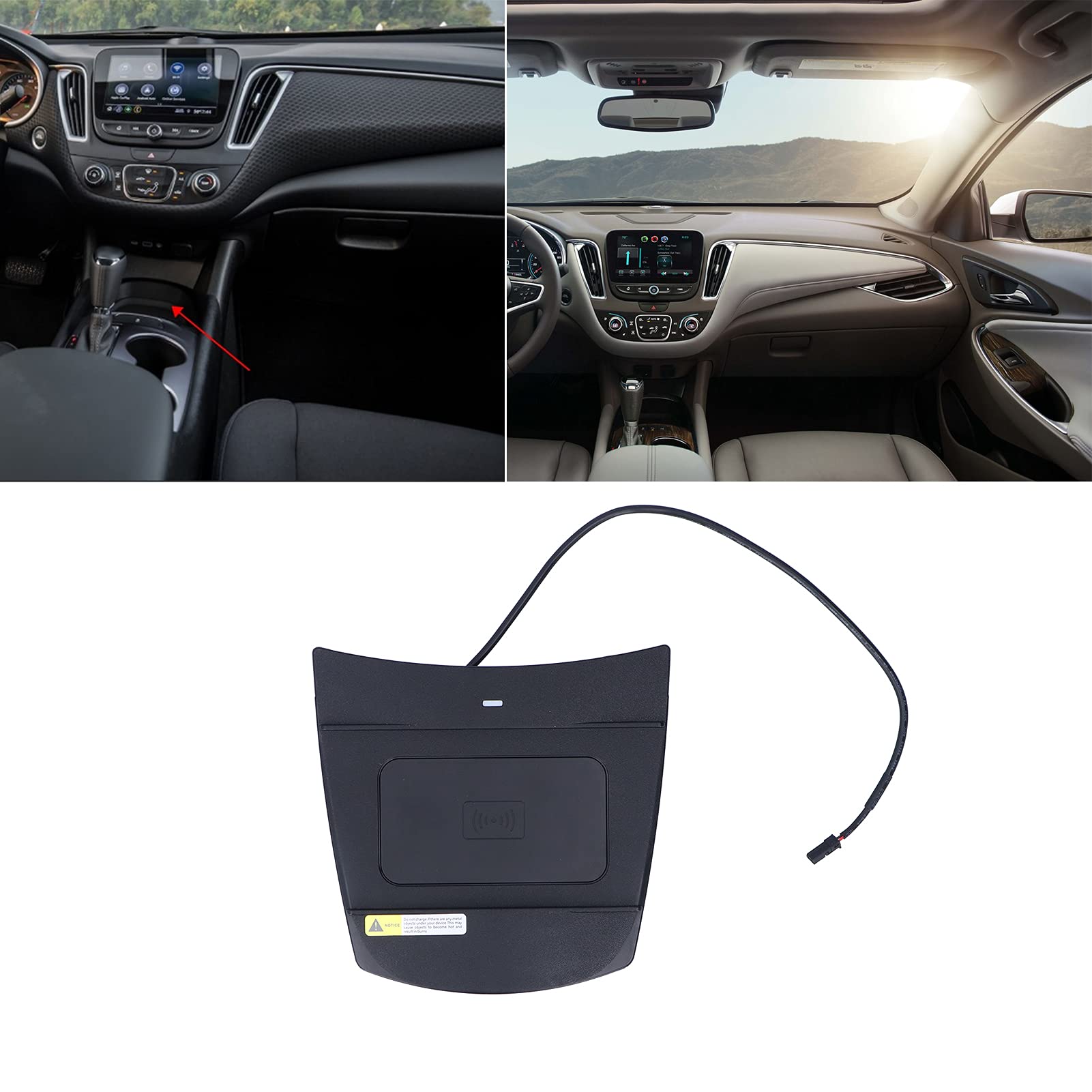Cargador de coche inalámbrico, carga rápida con base antideslizante para consola central Malibu 2016 a 2019