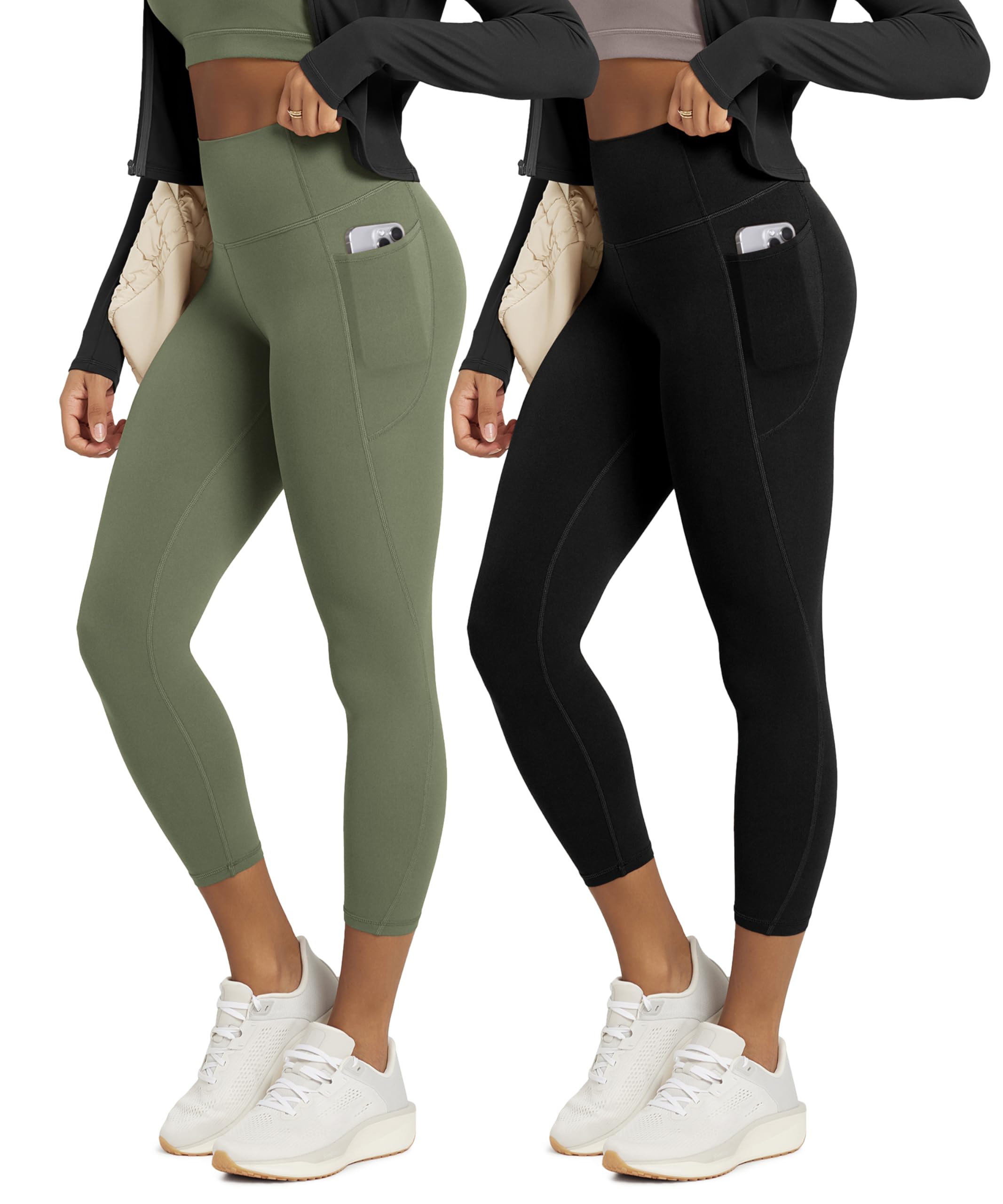 ODODOS 2-Pack Buttery Soft Lounge Yoga Leggings with Pockets for Women 23" / 25" / 28" High Waist Yoga Pants