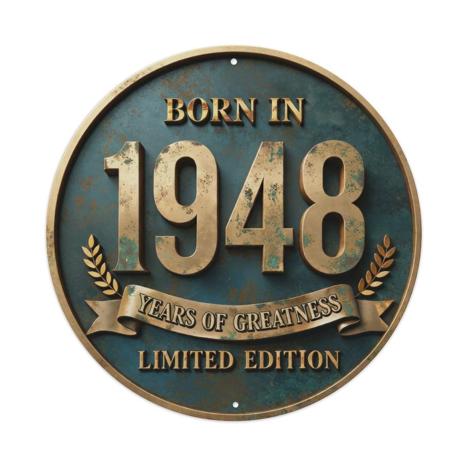 Okahys 8X8inch(20X20cm) Born In 1948 Years Of Greatness Year-Themed Birthday Gift Metal Tin Sign