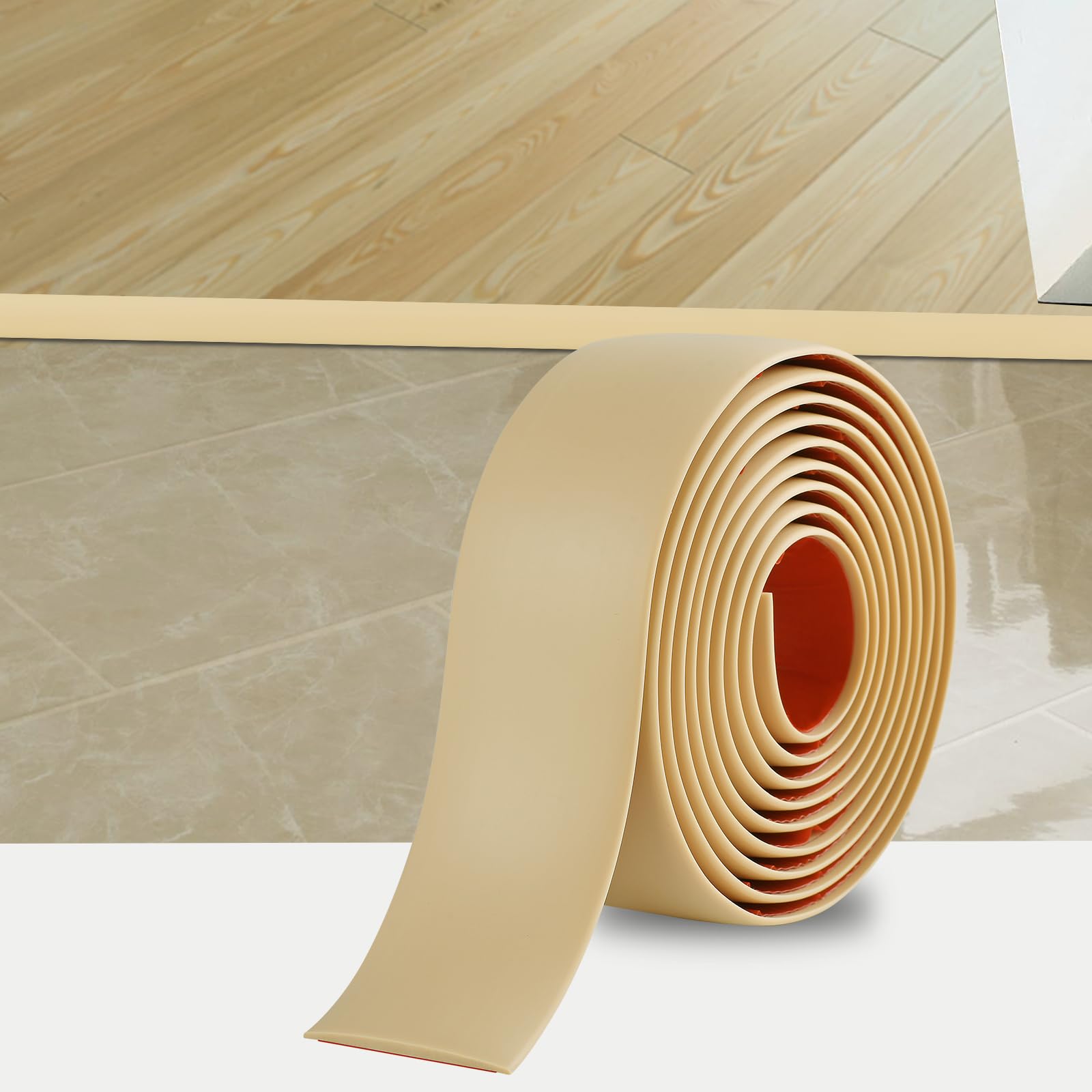 3 Meters PVC Floor Transition Strip Self Adhesive Threshold Strip Transition Profile Strip Edge Floor Cover Strips for Removing Flooring Joints Flooring, 4cm Beige Yellow