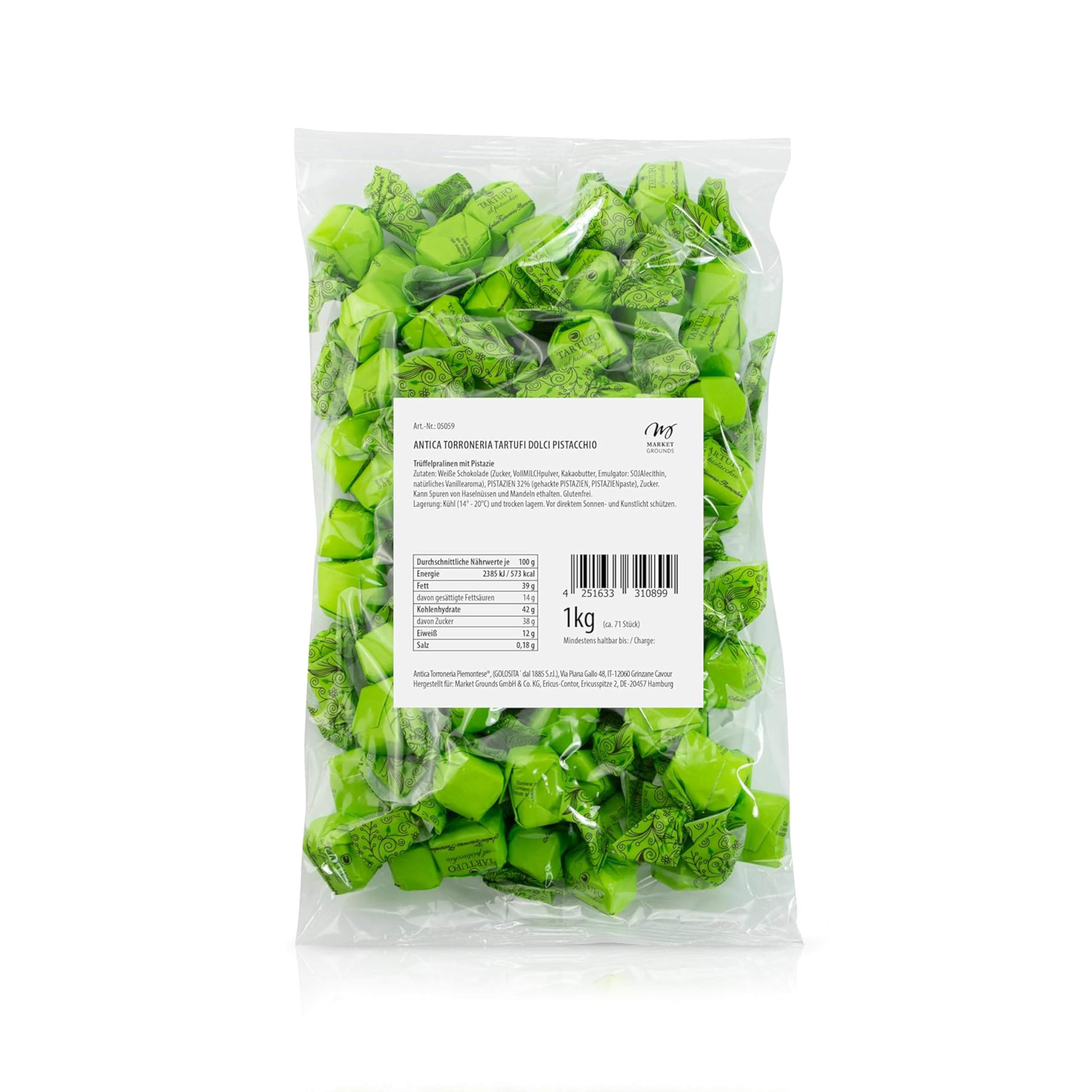 Antica Tartufi Dolci Pistaccio feinste Italienische Trüffelpralinen 1kg | Glutenfrei, Köstlich, Ideal als Edle Geschenkidee und zum Kaffee, Großpackung Pralinen 71x14g