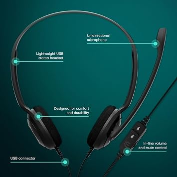 EPOS PC8 USB Stereo Headset for PC & Mac - Wired On-Ear Headphones with Noise-Canceling Mic, USB Plug, In-Line Volume & Mute Control, Ultra-Light Design, Perfect for Business, Calls & Remote Work