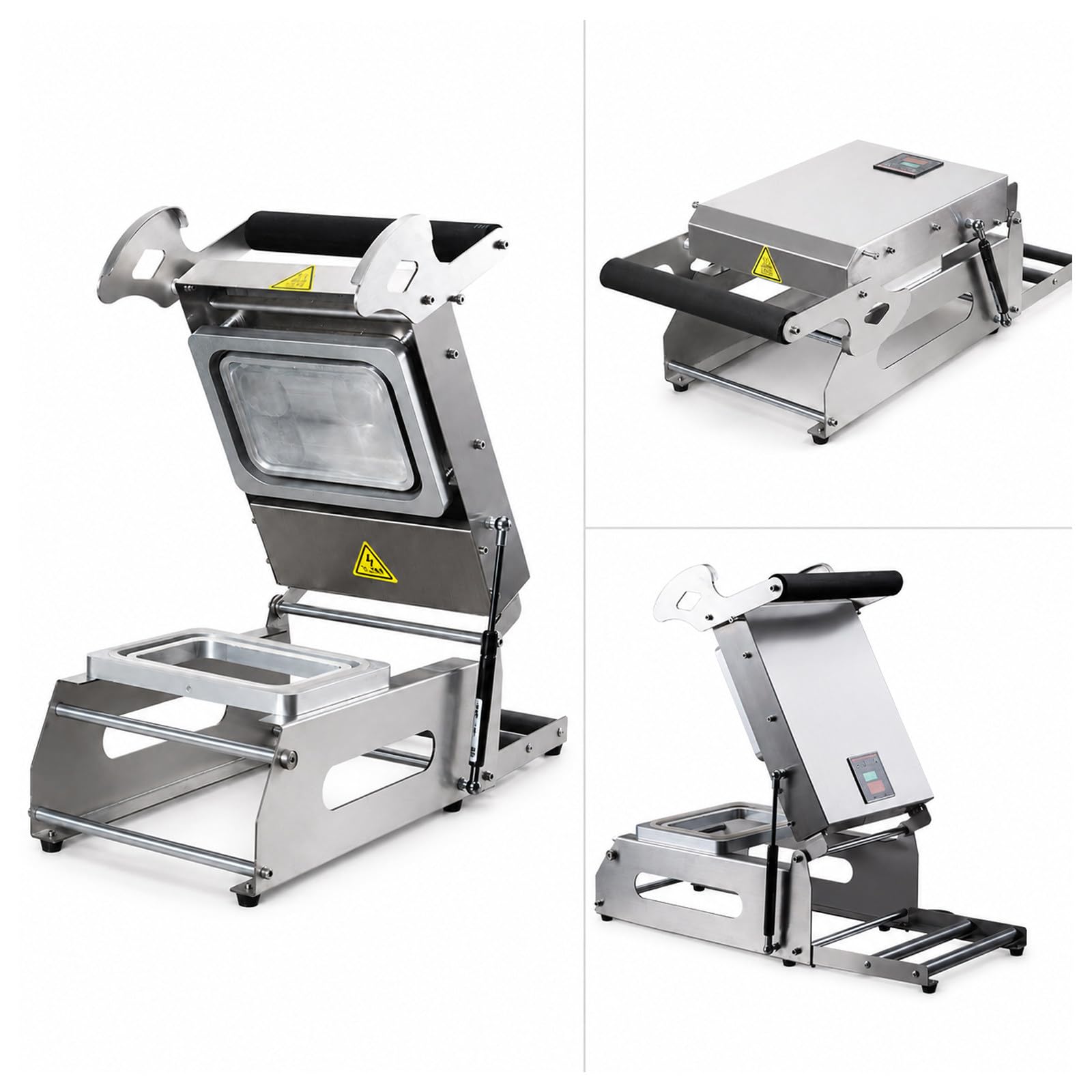Sigillatrice Vaschette Alimentari in Acciaio Inox, Macchina Termica 200 * 140mm | Manico antiscivolo, regolazione temperatura a pulsante, 260 sigilli/Ora, supermercati, catering.