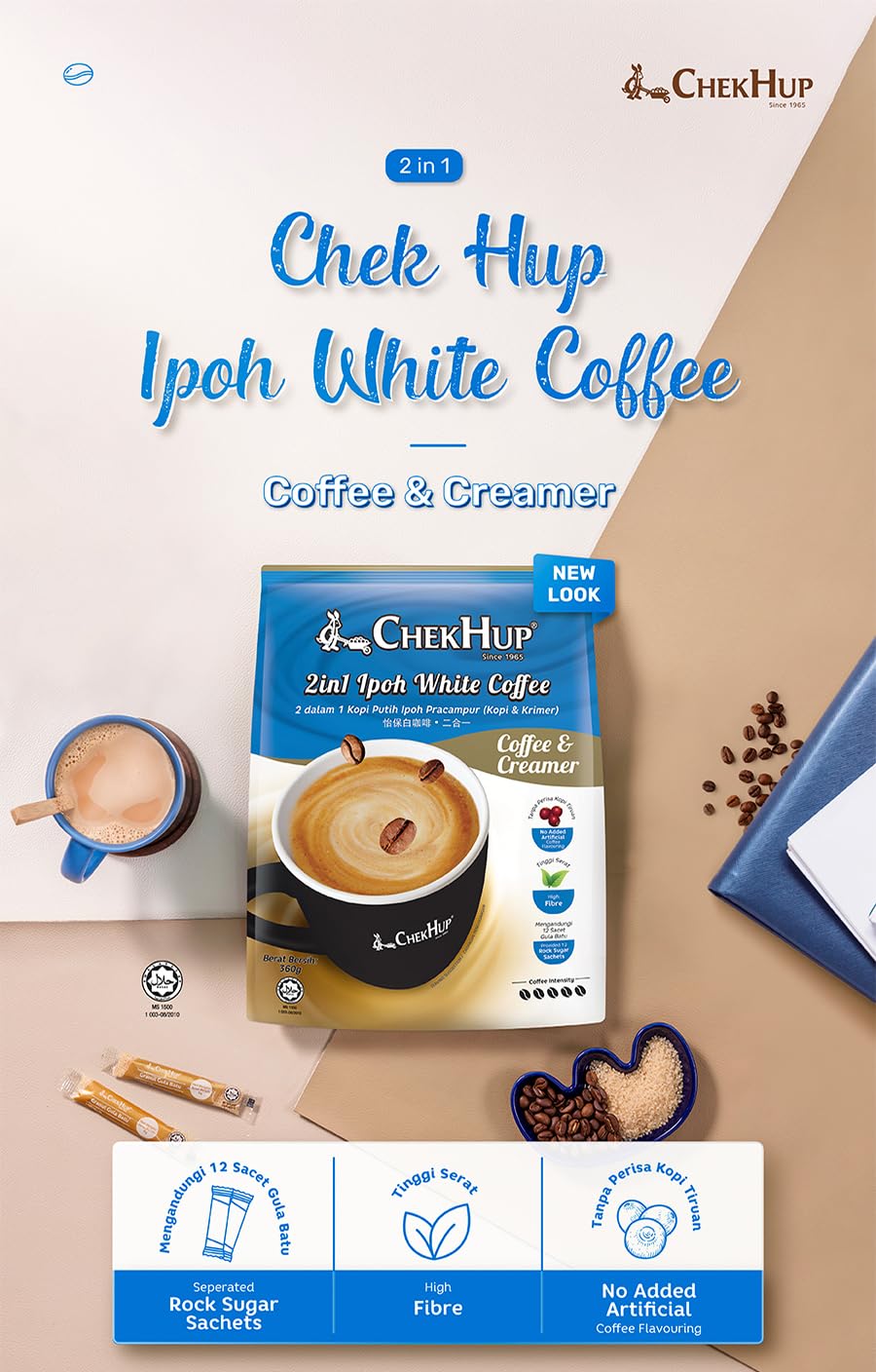 2-Pack Malaysia Authentic Chek Hup 2 In 1 Ipoh White Coffee (12s x 30g/pack) (2)