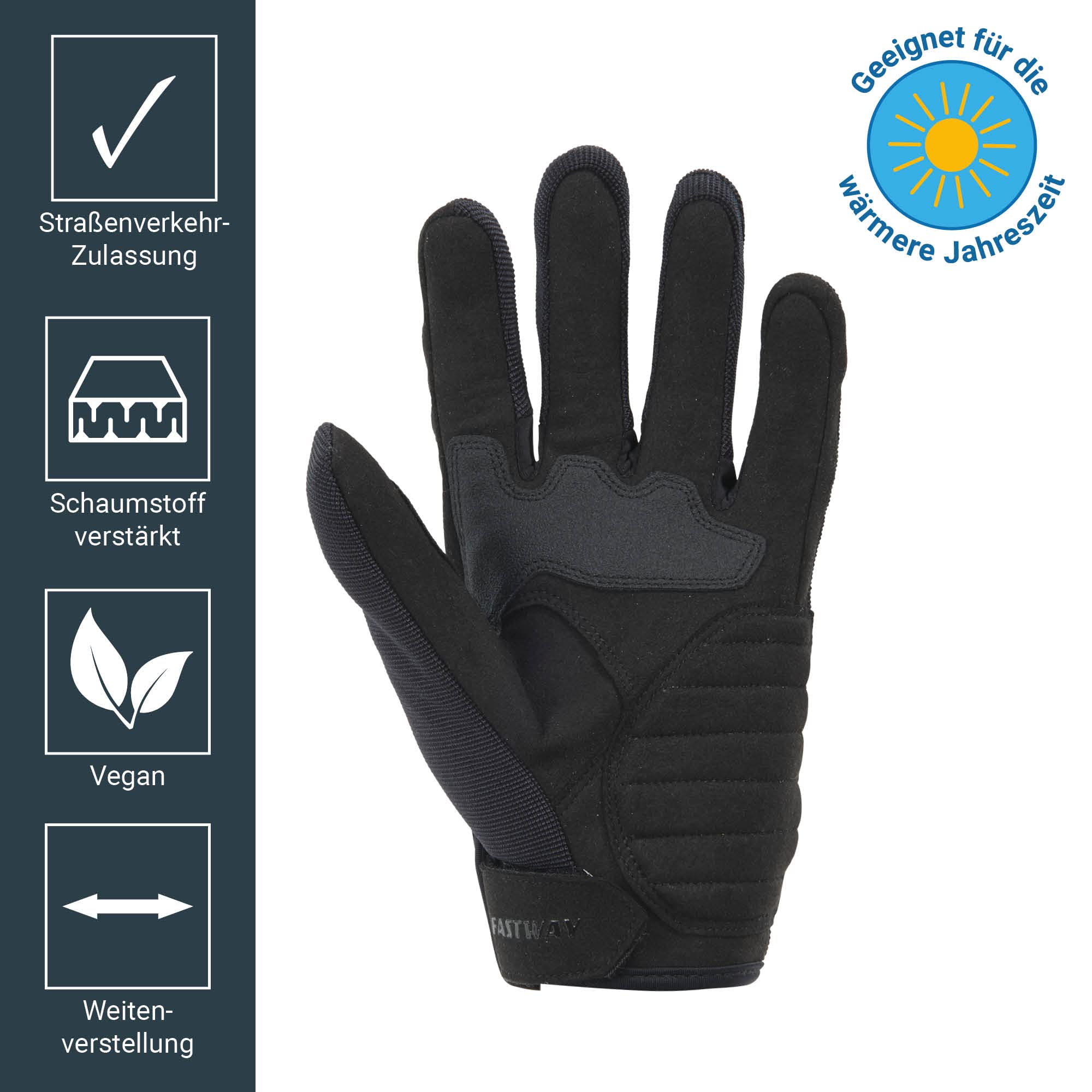 FAST WAY Offroad II Motorradhandschuhe Sommer, Motorradhandschuhe Zertifiziert, Bequeme Motorrad Handschuhe, Schwarz, S Auto & Motorrad