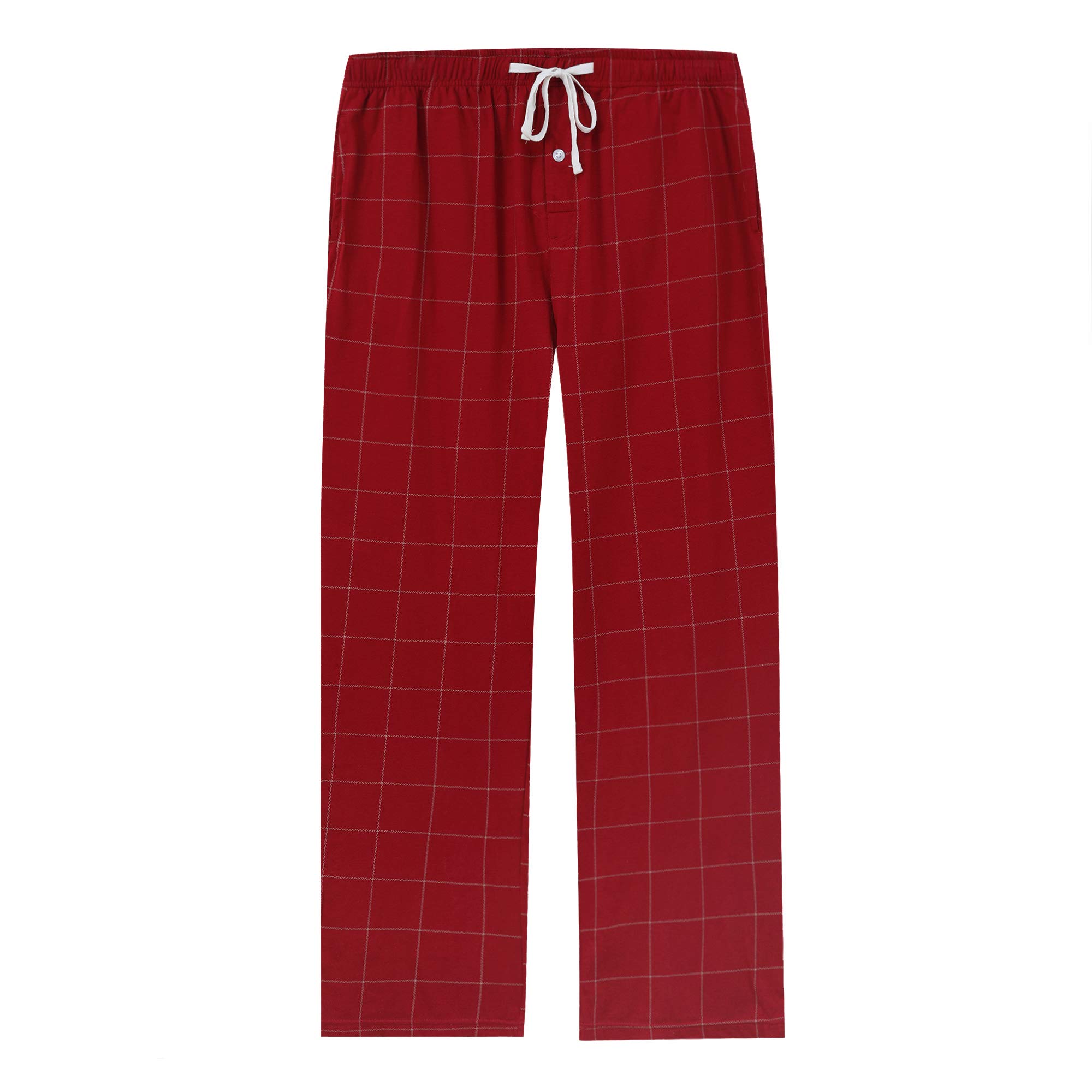 Vulcanodon Mens Cotton Pajama Pants, Lightweight Sleep Pants with Pockets Soft Lounge Pajama Pants for Men Plaid Pj Bottoms