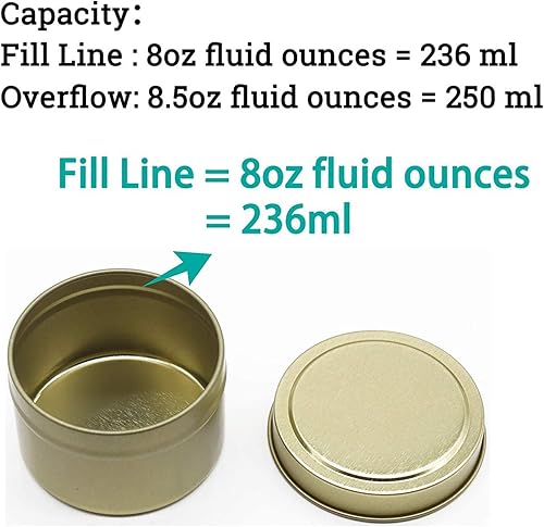 Miniatura 3 de Tarros de velas con tapas a granel, 24 latas decorativas redondas de metal de 8 onzas, recipientes reutilizables para hacer velas, suministros de