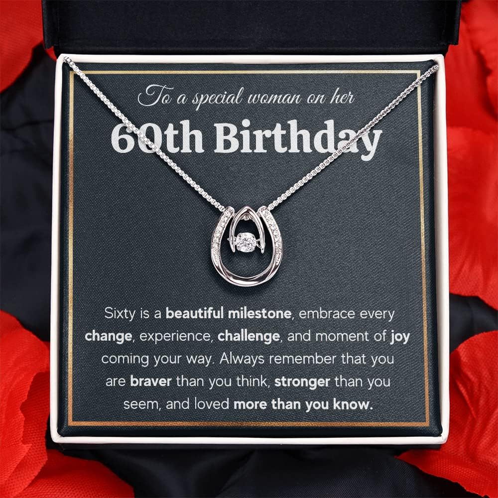 FG Family Gift Mall 60th Birthday Gifts For Women, Gifts Ideas For 60 Year Old Woman, Happy 60 and Fabulous Necklace with Message Card and Gift Box