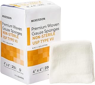 McKesson Premium Woven Gauze Sponges, Non-Sterile, 8-Ply, USP Type VII, 100% Cotton, 4 in x 4 in, 200 Per Pack, 1 Pack