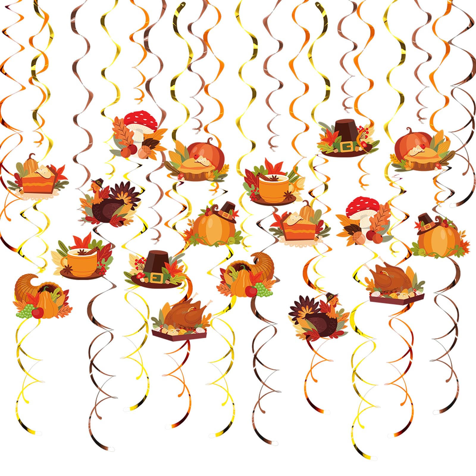 Delicate Thanksgiving Spirals Ornament Elegant Thanksgiving Spirals Hanging Set Multicolored Outdoor Decorations Embellishment