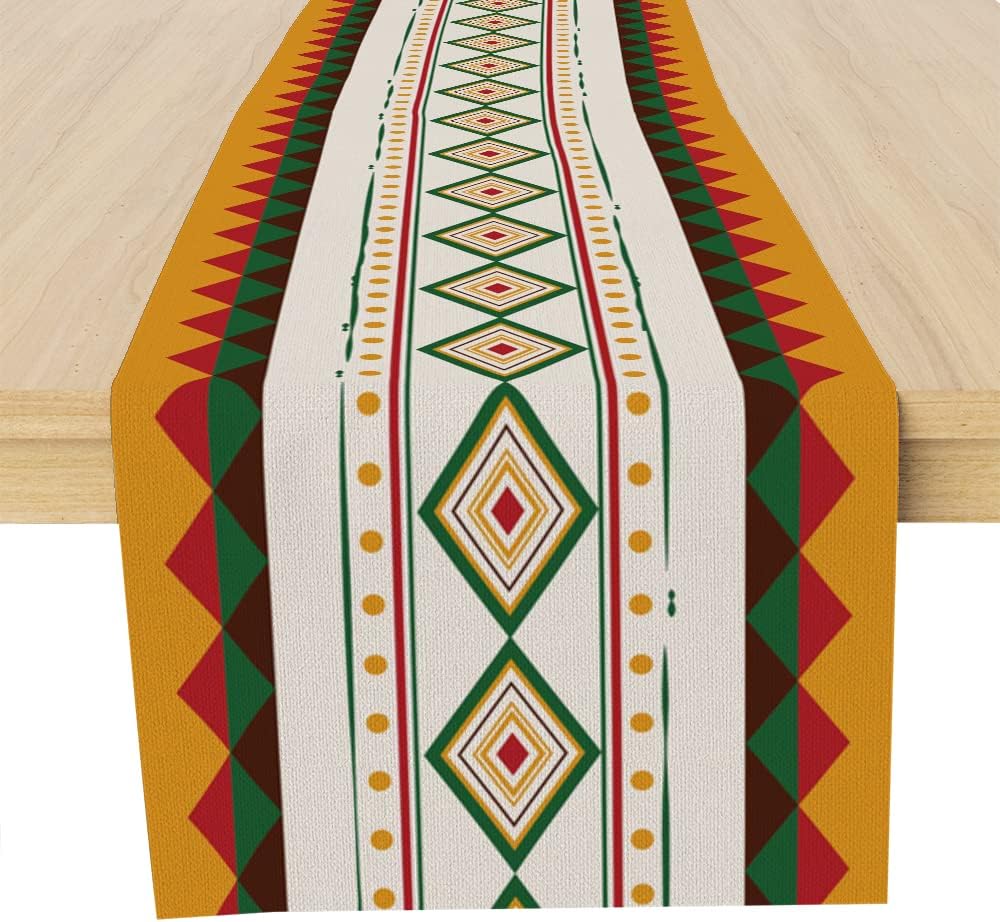 Muktoujaumai Traditional African Tribal Table Runner 72 Inches, African Table Runner Decor for Dinning Room Kitchen Home Vintage Table Runner Decorations for Holiday Party, Housewarming Gifts Ideas