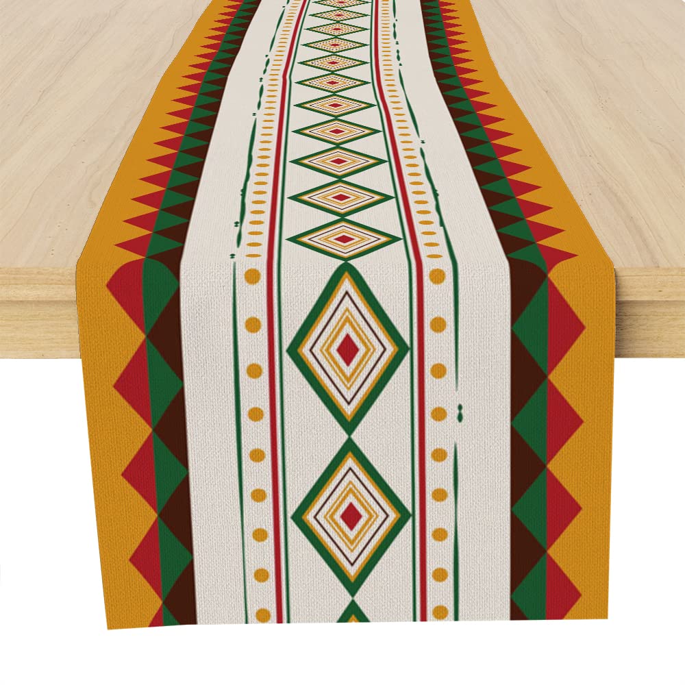 Muktoujaumai Traditional African Tribal Table Runner 72 Inches, African Table Runner Decor for Dinning Room Kitchen Home Vintage Table Runner Decorations for Holiday Party, Housewarming Gifts Ideas