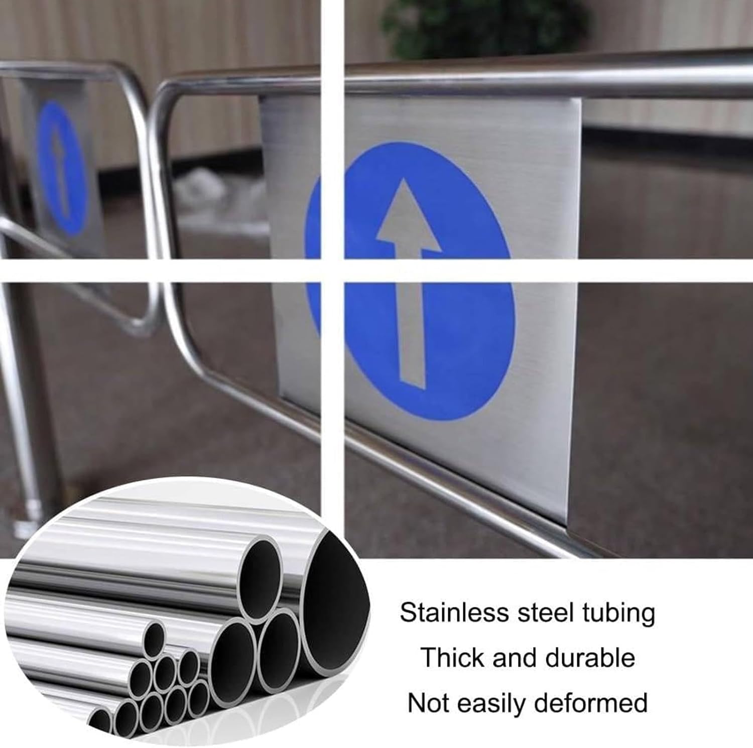 Spring-Loaded Safety Swing Gate for Supermarkets & Parks, 1-Way Automatic Closing Door, Manual 90° Open Pedestrian Gate, 50x97cm Aisle Barrier