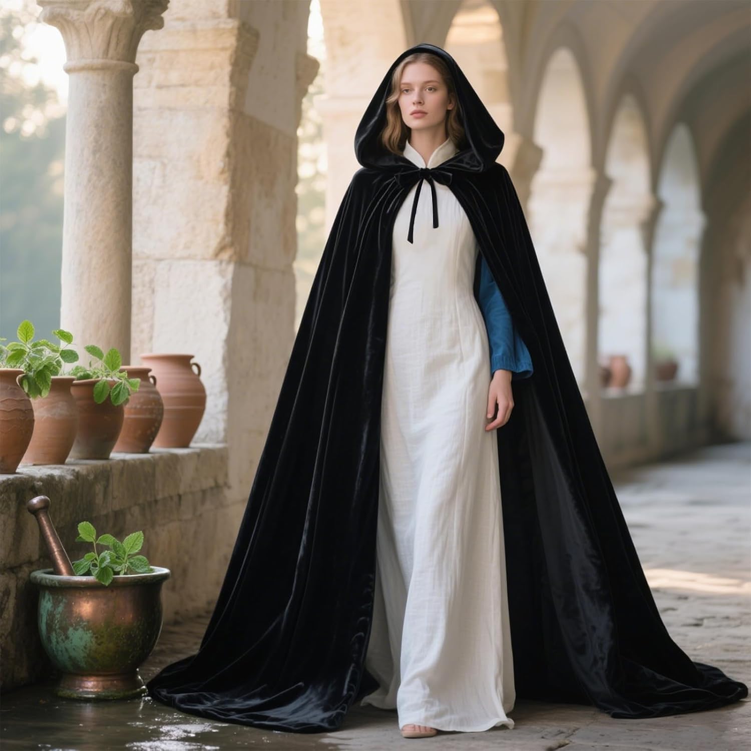 Hooded Cloak Cape for Unisex Adults - Velvet Halloween Cosplay Costume - Image 9