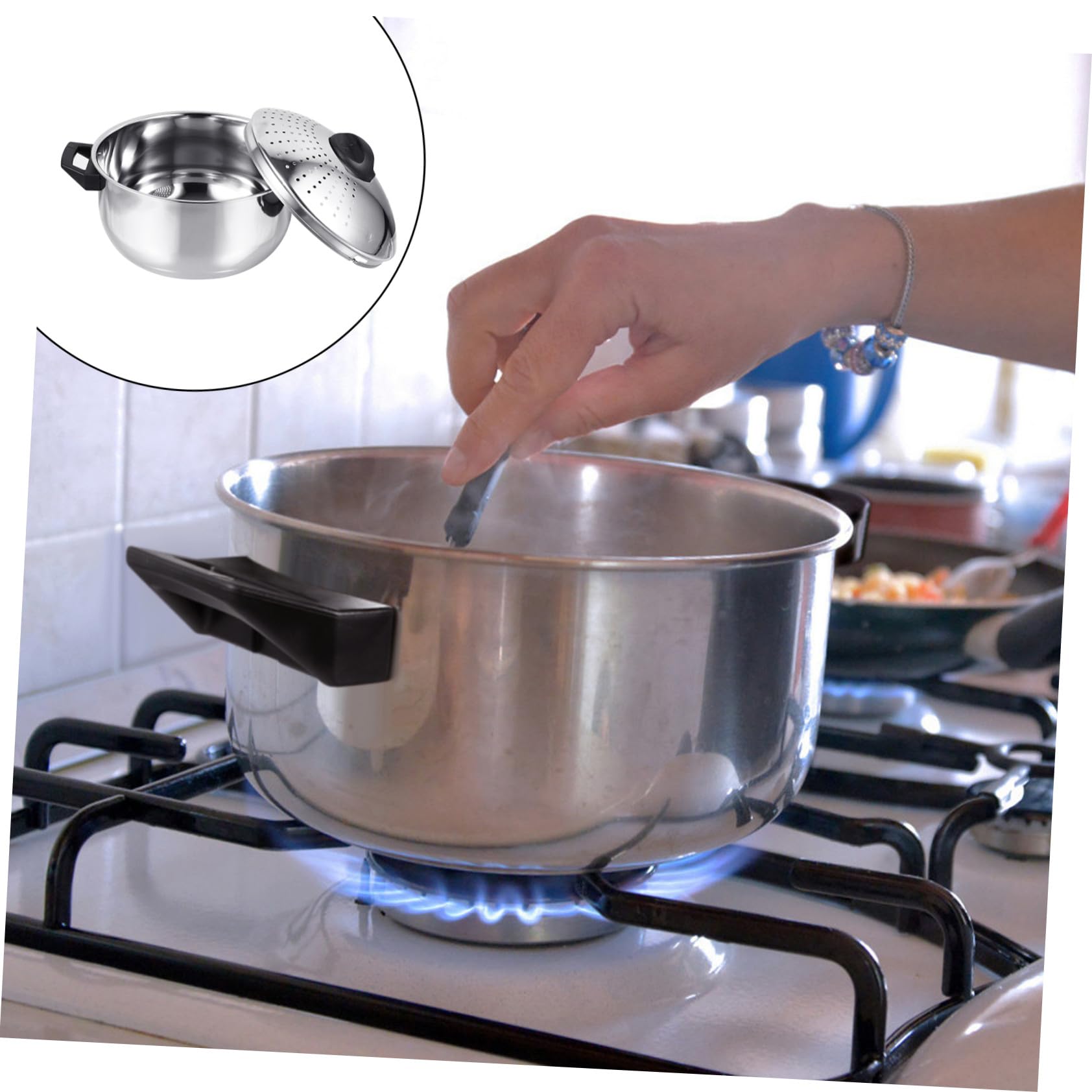 Pentola per Noodles in Acciaio Inox Argento, Portatile