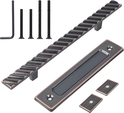 Juego de manijas de puerta corrediza de latón macizo, diseño de dos lados de alta resistencia de 12 pulgadas, para puertas correderas de granero,