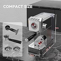 Vista 8 de EM623 Espresso Machine 20 Bar with Steam Milk Frother, Stainless Steel Coffee Machine with Removable Water Tank for Cappuccino,Latte, Compact