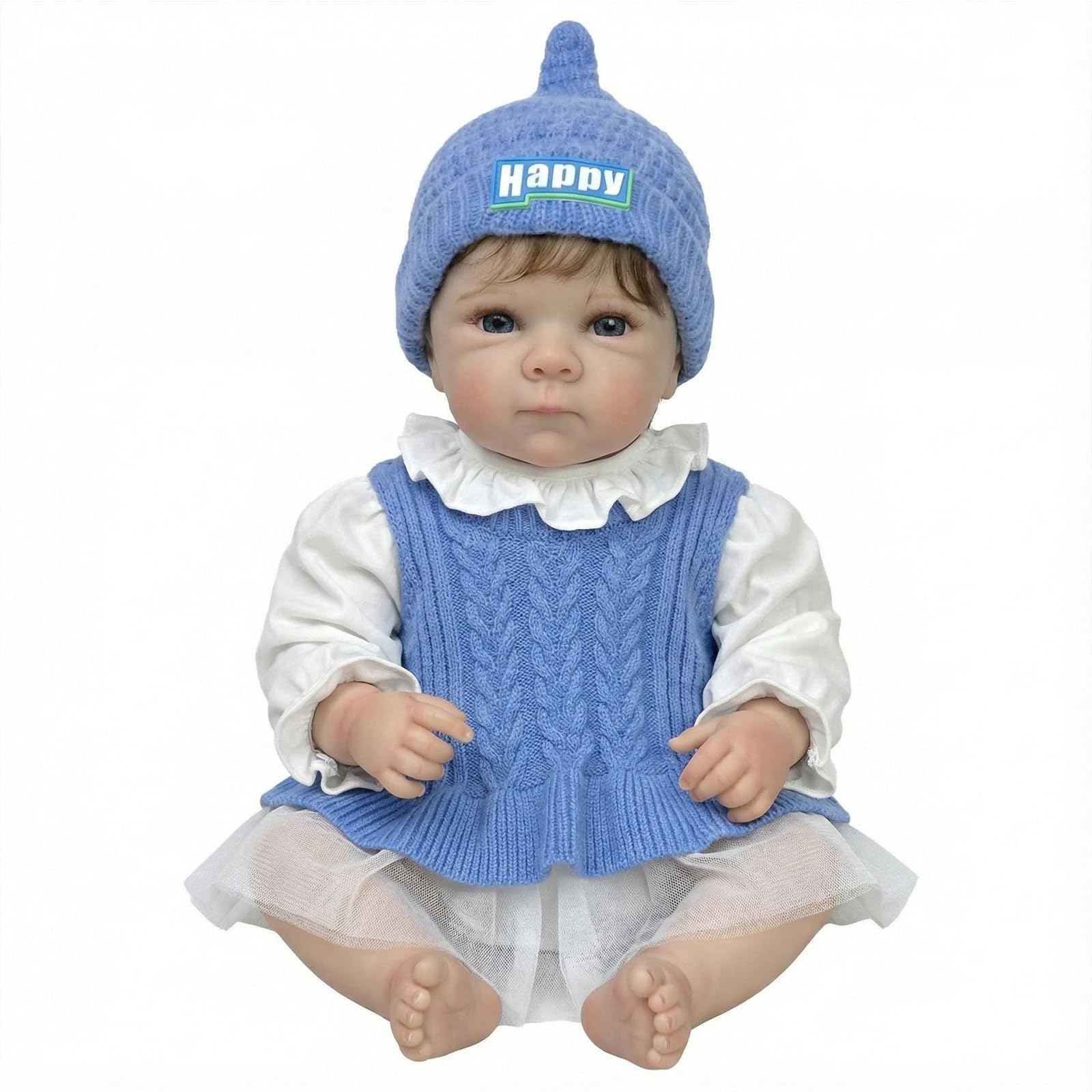 Realistische Reborn Baby Puppen Junge 20 Zoll Neugeborenen Vinyl Vollkörper Silikon, die echtes Leben Lebensechte Kleinkind mit blauen Augen