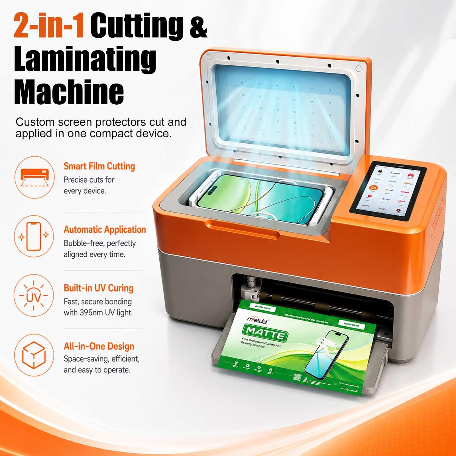 Macchina 2 In 1 Per Il Taglio Di Pellicole Protettive E Laminazione Automatica,Taglierina Per Pellicole Idrogel Per Smartphone Con Oltre 30.000 Modelli,Touchscreen Da 5,5",Macchina Tagliapellicole Per