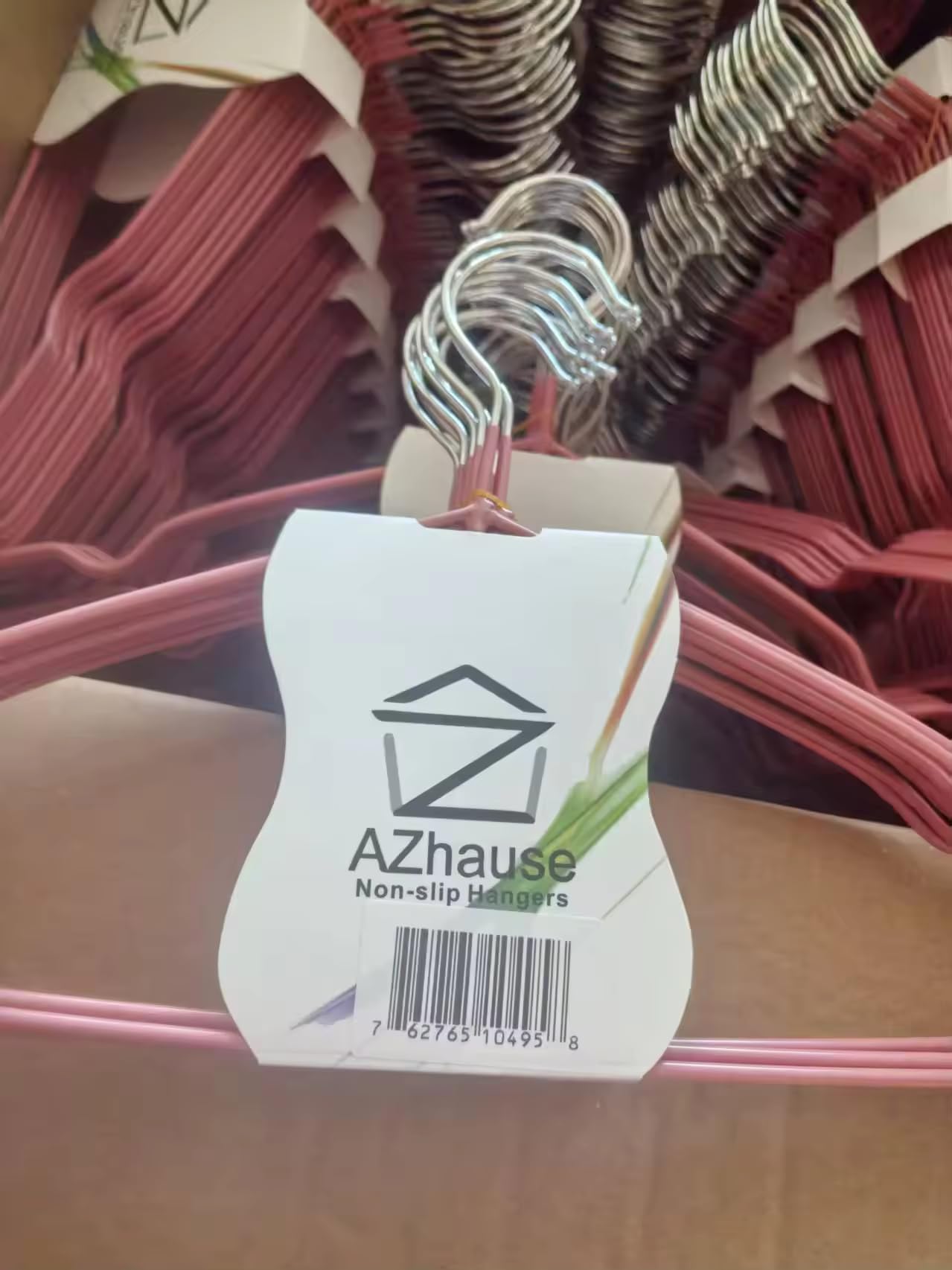 AZhause Closet Wire Coat Metal Hangers for Adults, Clothes Hanger for Cloth Non-Slip Dip Hangers, 10-Pack (Ruby Red)