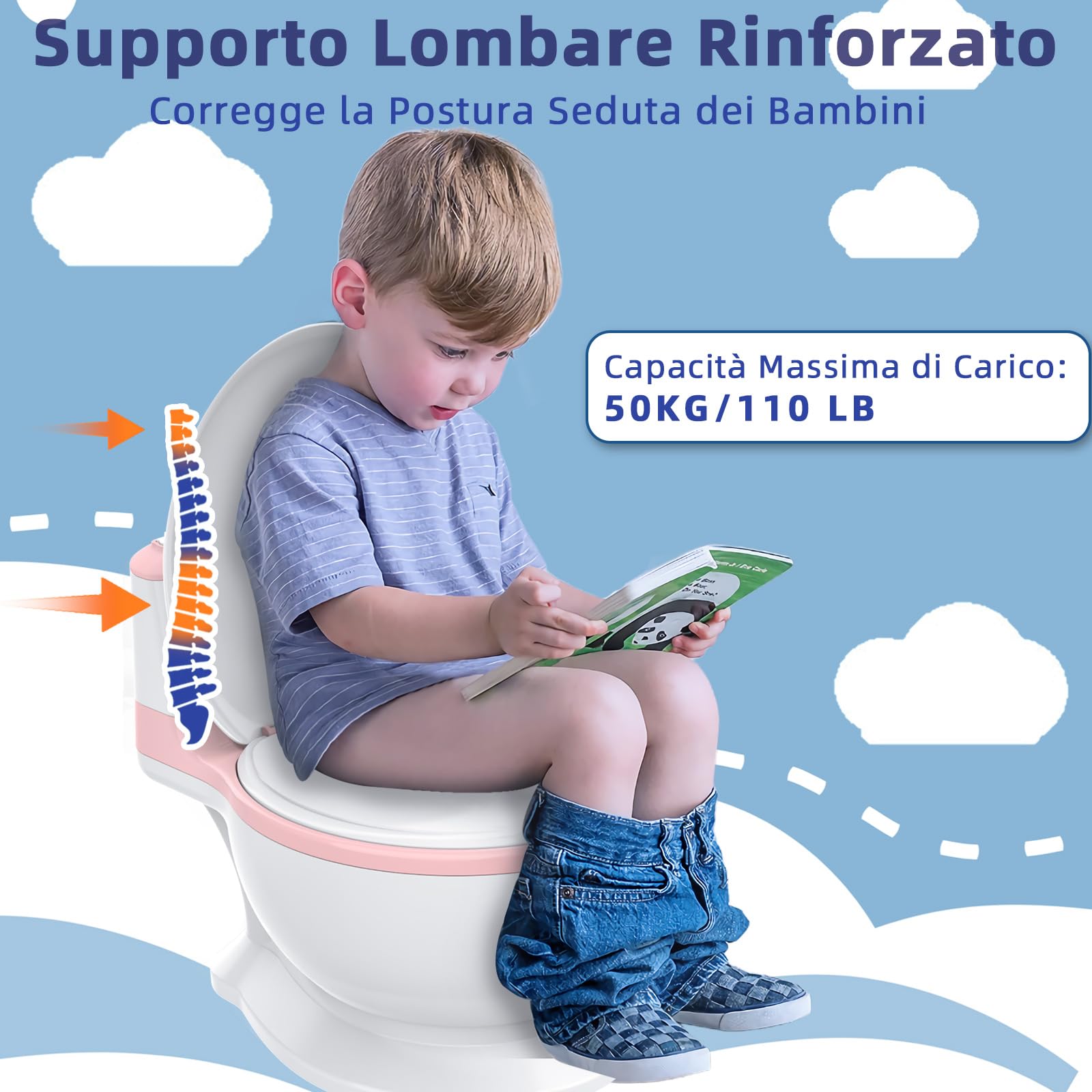 Vasetto per Bambini WC,Vasino Bambini, ragazzi e ragazze, Vasino da Viaggio per Bambini, Antiscivolo, Rimovibile, per Baby da 1 a 3 Anni, Rosa