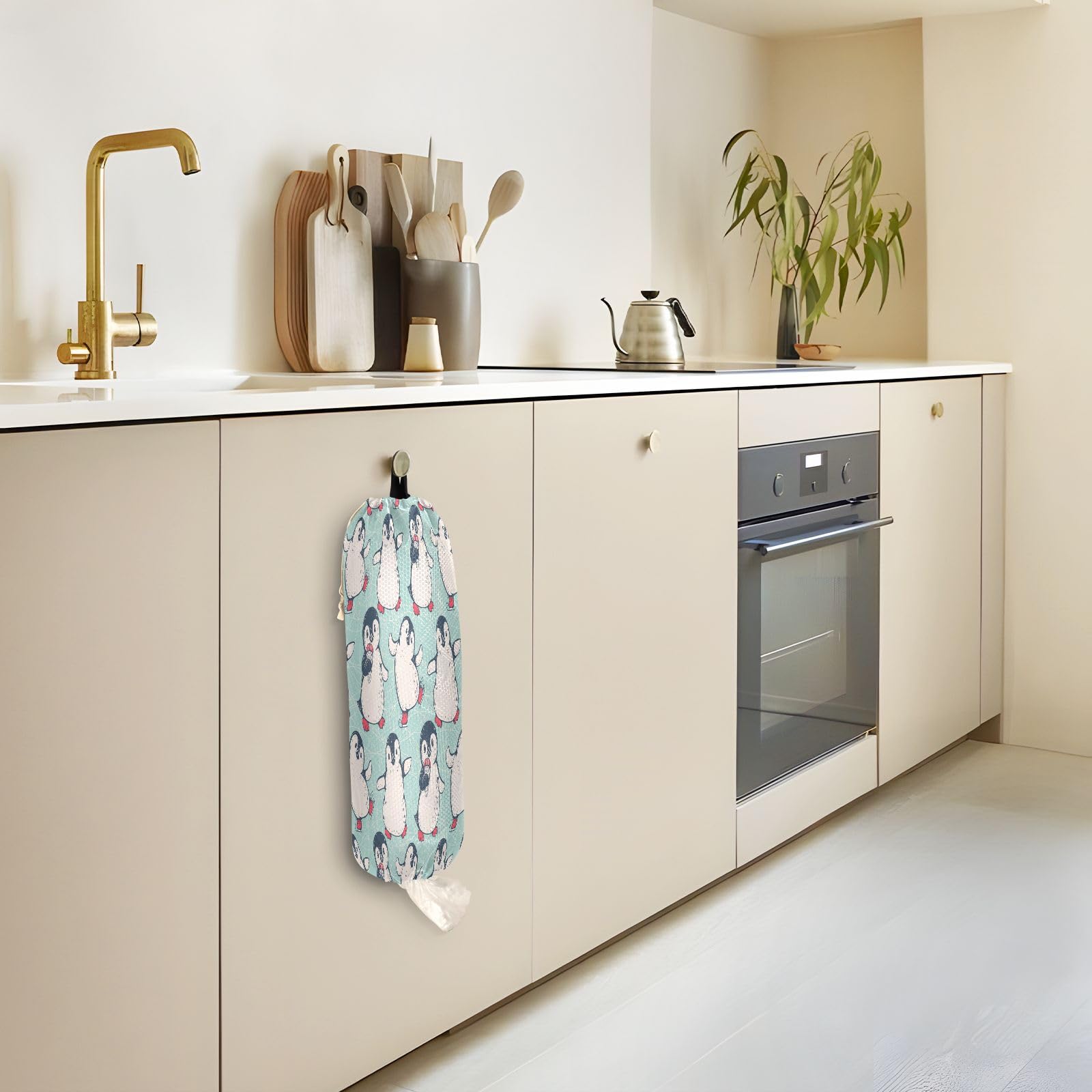 Porta sacchetti di plastica da appendere a forma di pinguini carini per la spesa organizer da cucina con pinguini animali sacchetto di plastica per la spazzatura borsa della spesa sacchetti per la