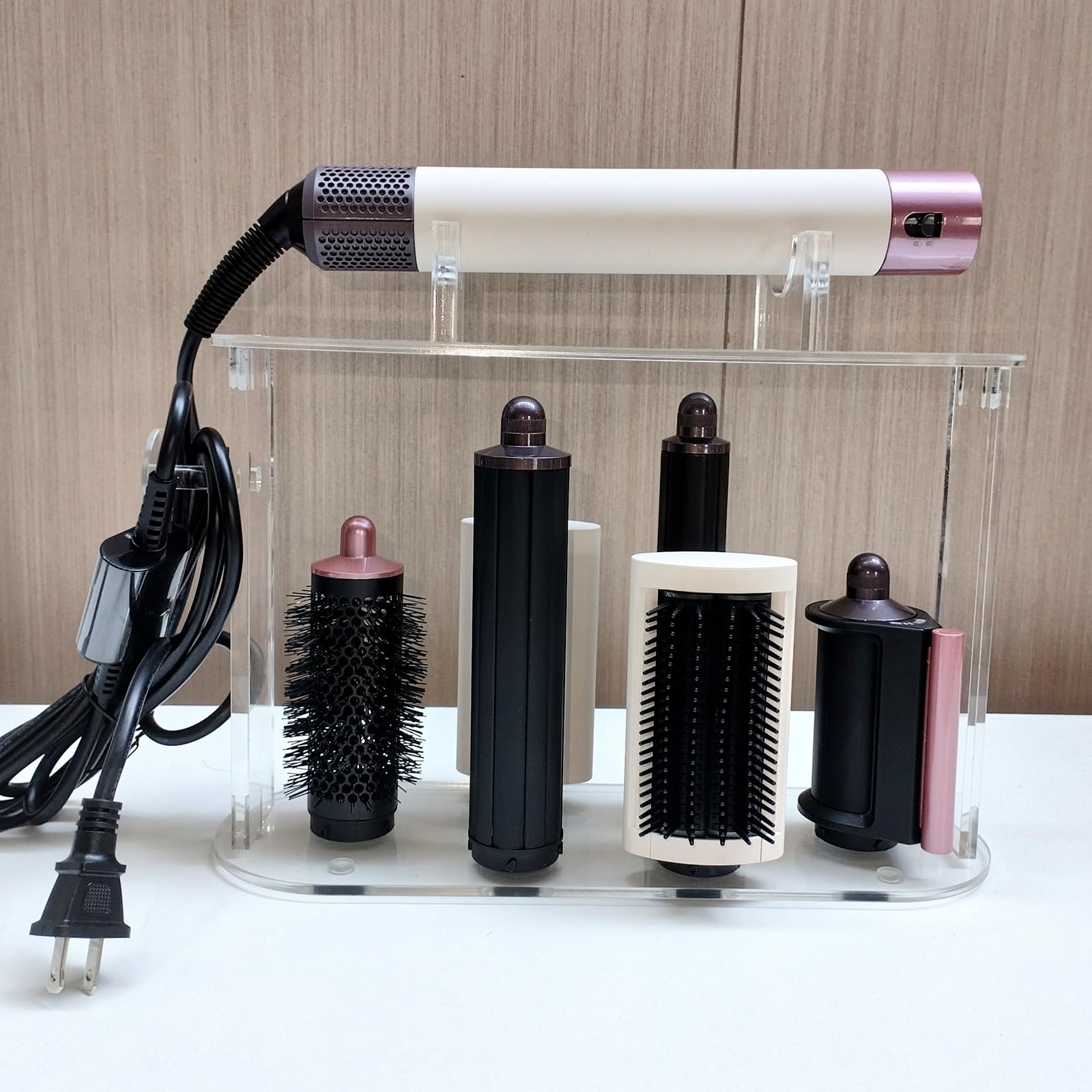 ACUDUDOMA Acrylic Storage Holder Storage Rack, 6 Holes Countertop Bracket Organizer Stand, Hair Tool Accessories for for Bathroom/Bedroom/Home