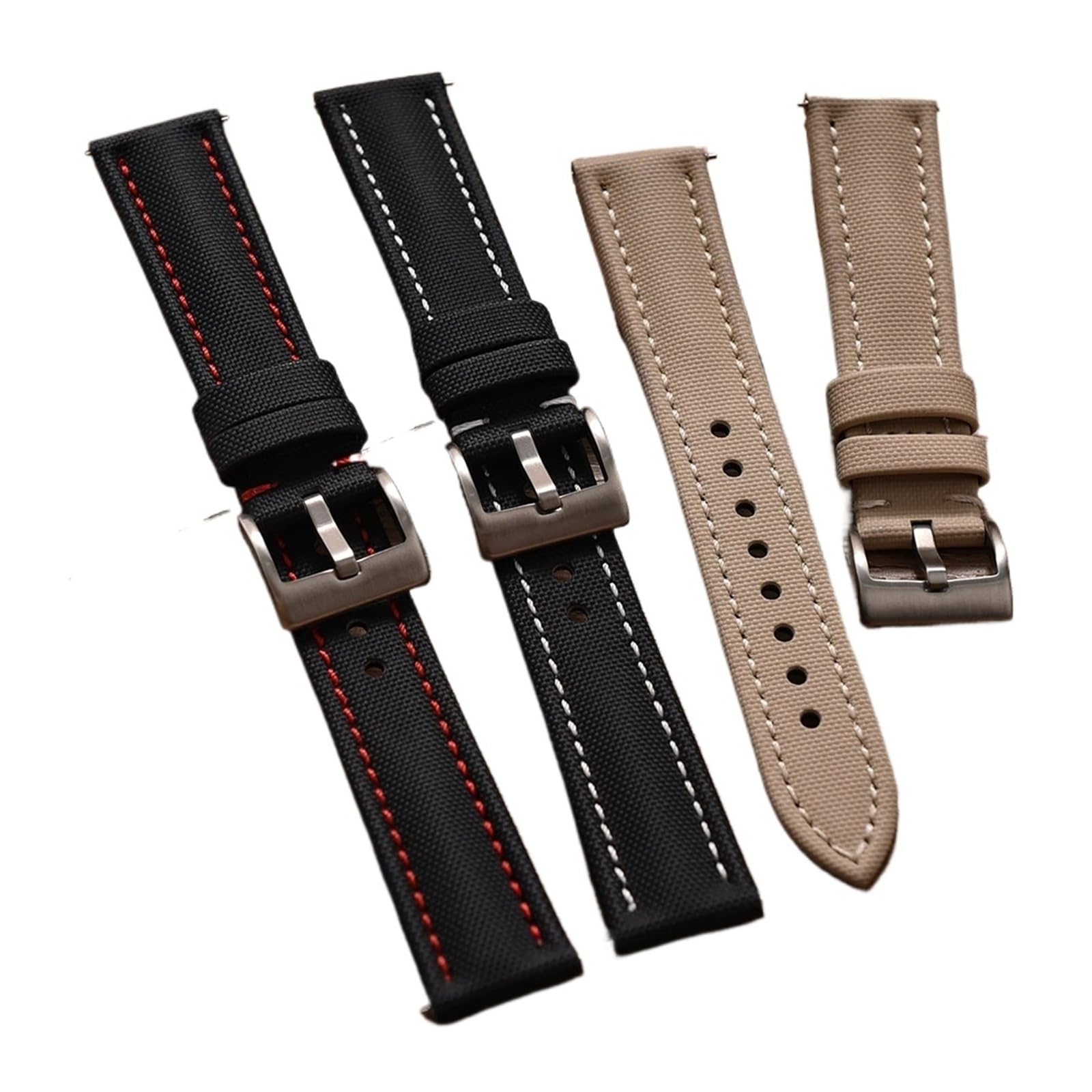 HuanJ Bracelet de montre en toile voile, nylon ou cuir, 18 mm, 20 22, avec système fixation rapide