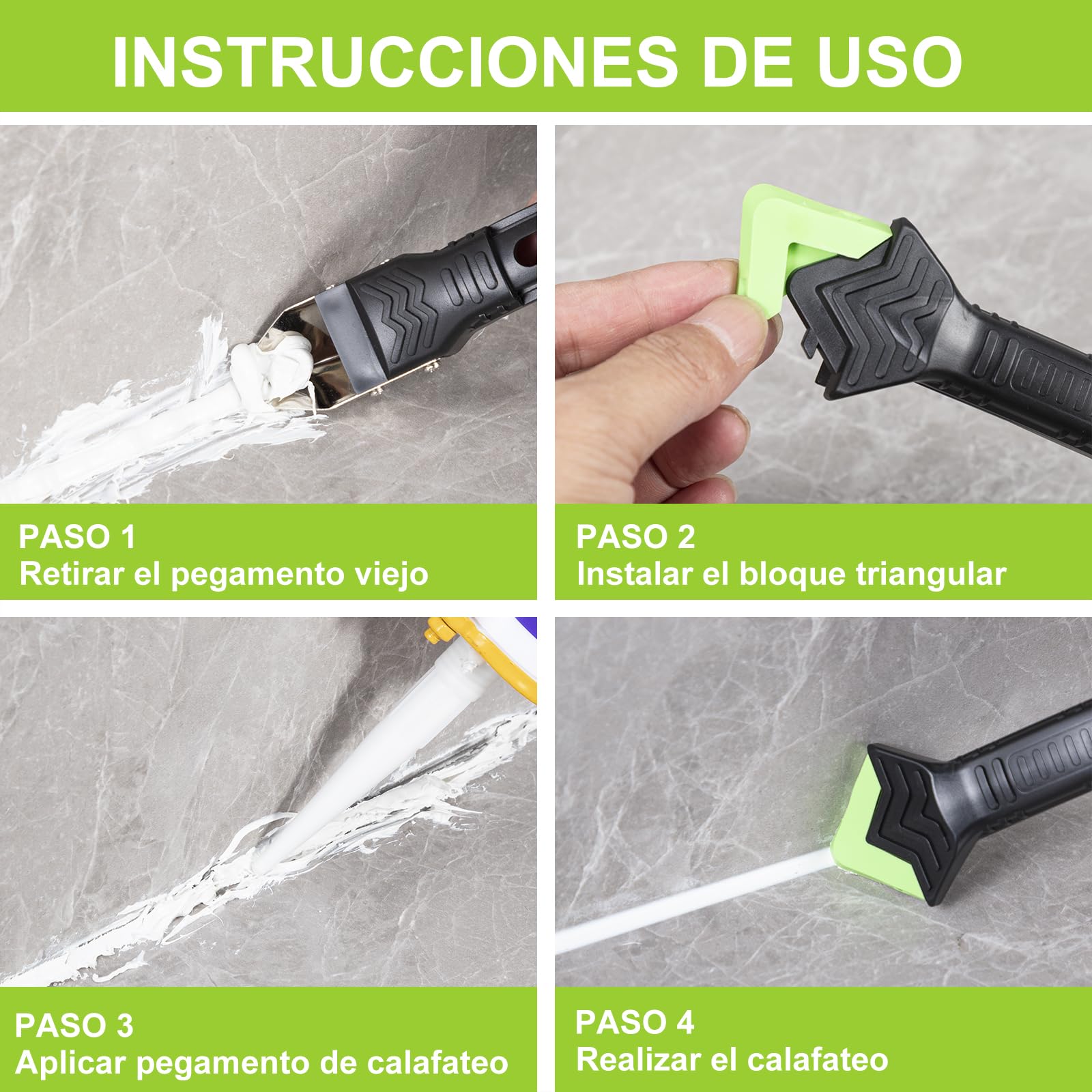 Aplicador Silicona Herramienta, Juntas Azulejos 5 en 1 Espátula Eliminador de Calafateo Cemento Rascador, Espatula Silicona para Juntas para Baño de Cocina