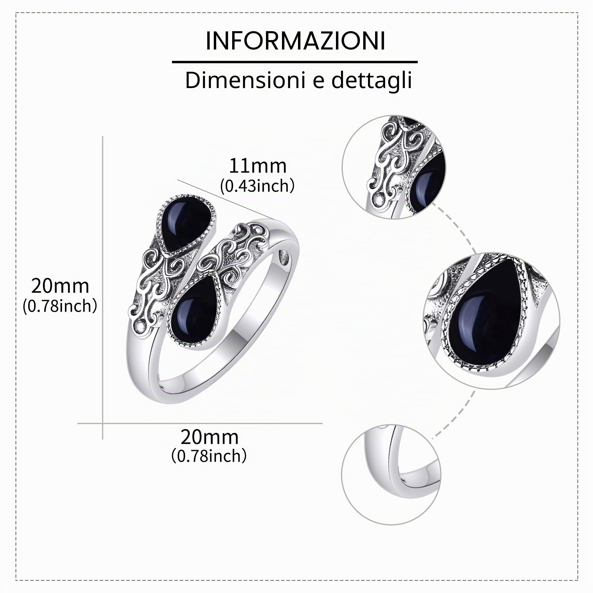Anello da donna in argento sterling con pietra di luna, arcobaleno, regolabile, gioiello regalo per ragazze