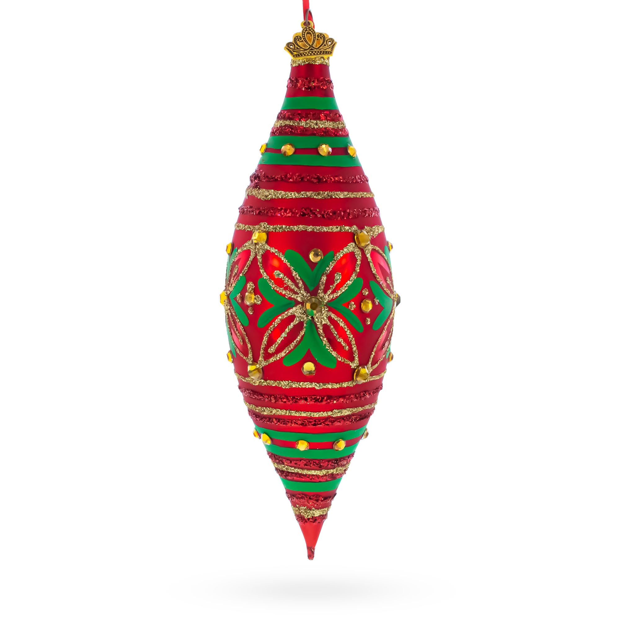 Décoration de Noël en verre goutte paillettes rouges vertes pour sapin traditionnel