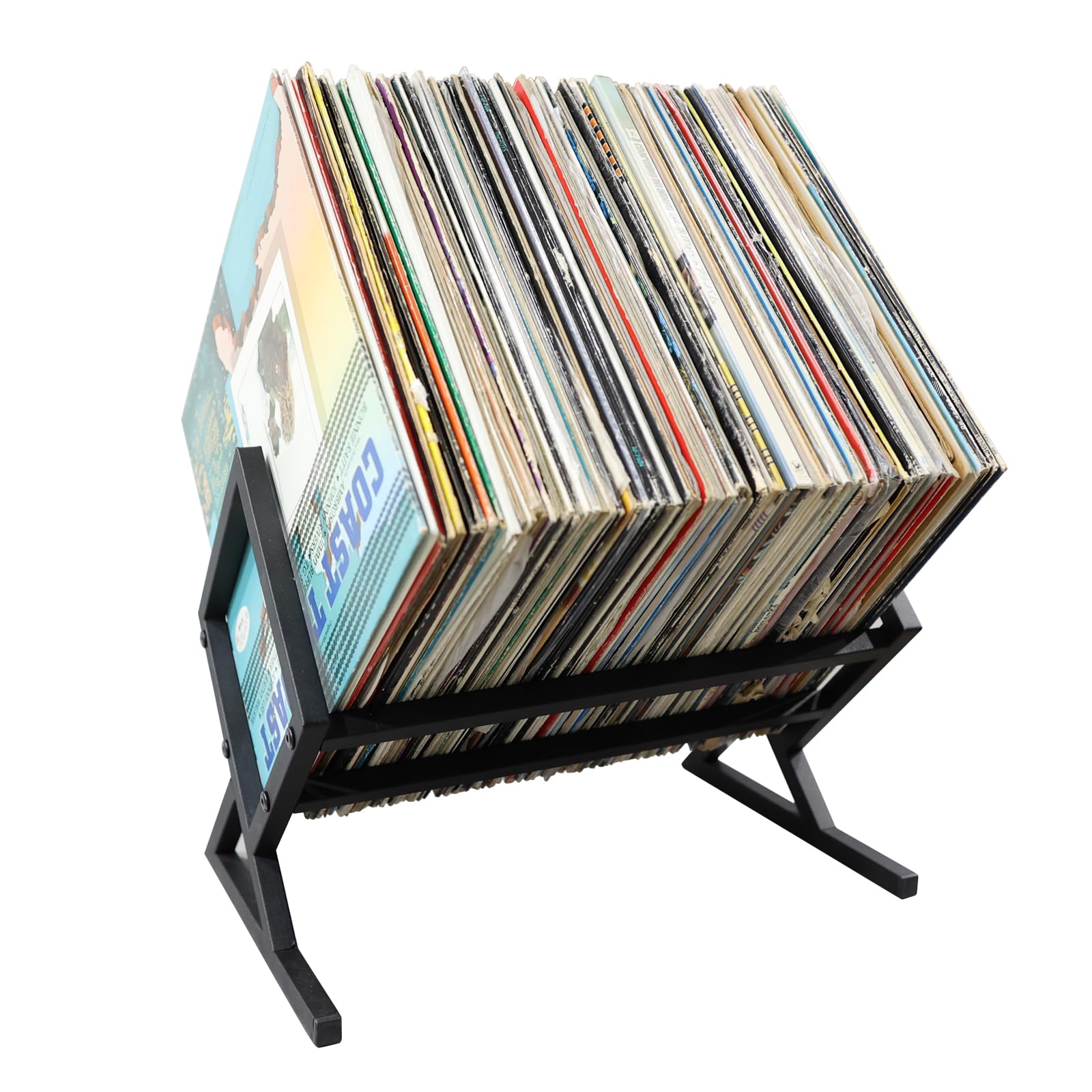 Vinyl-Schallplatten-Aufbewahrungshalter, Album, Metall-Schallplattenständer, Desktop-Präsentationsständer, einfach zu montieren, Album und LP-Aufbewahrungs-Organizer (Stil A)
