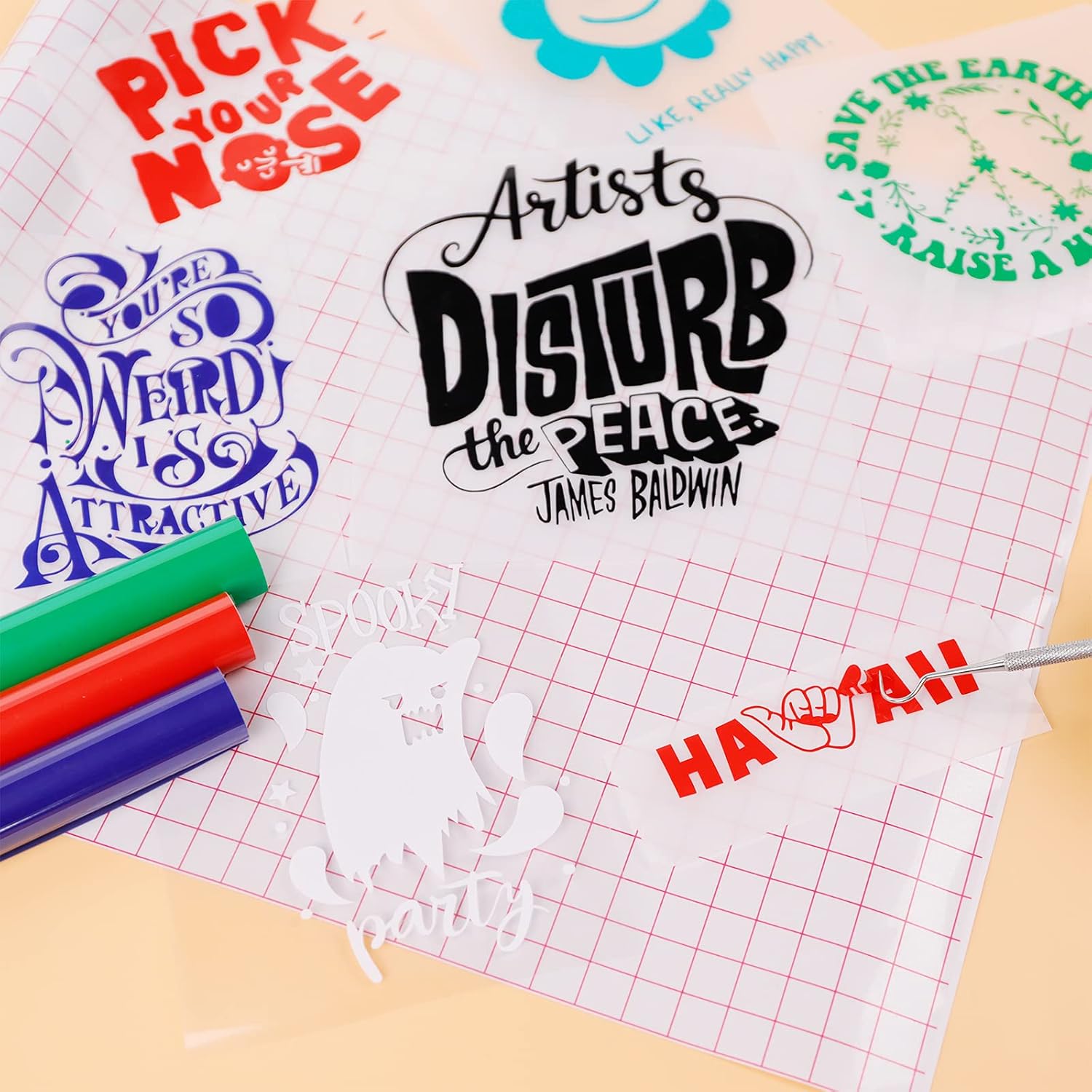 HTVRONT Permanent Vinyl - 12" x 5ft 2 Rolls Adhesive Vinyl & 1 Roll Transfer Tape Vinyl, Permanent Adhesive Vinyl Roll for Decoration, Sticker & Craft Cutter (Turquoise/Bright Pink) : Arts, Crafts & Sewing