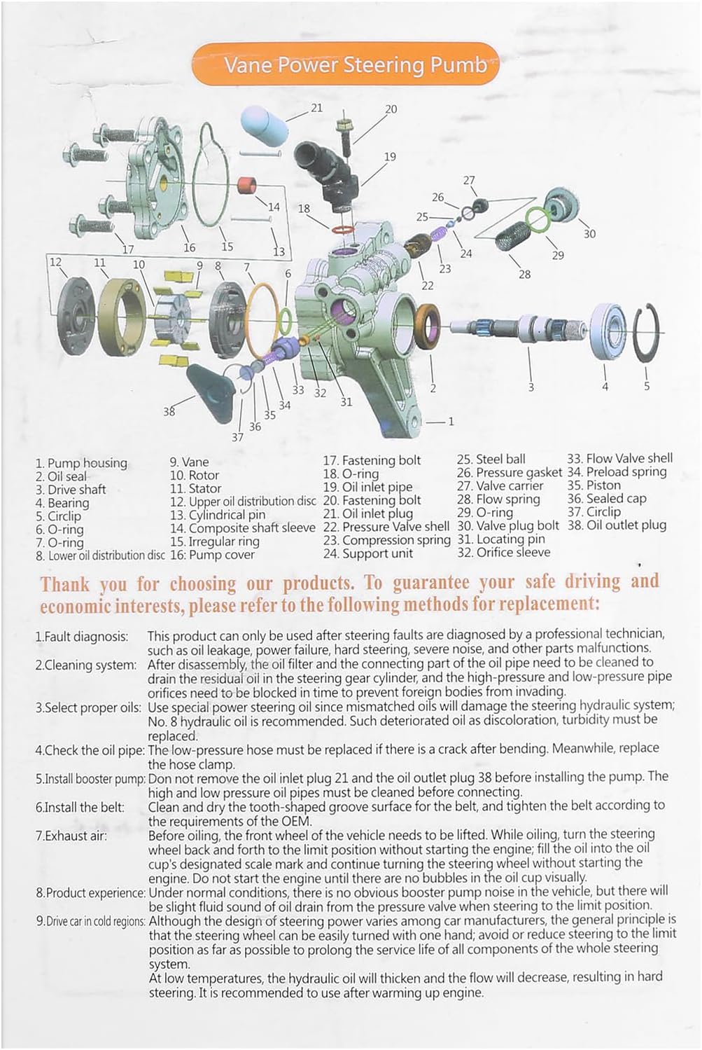 ikasus Power Steering Pump with Reservoir Compatible for GM Type II TC Series Power Steering Pump Replaces 902102-R 902102R Power Assit Pump