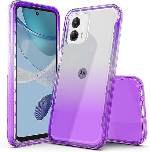 Rosebono Compatible con Motorola Moto G Power 5G (2023) Moto G 5G (2023), funda protectora híbrida transparente de TPU suave degradado (morado)