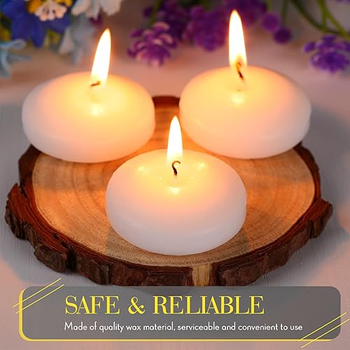 Miniatura 3 de Amyhill Paquete de 48 velas flotantes sin perfume para centros de mesa de 2 pulgadas, pequeñas velas flotantes blancas para vacaciones, bodas,
