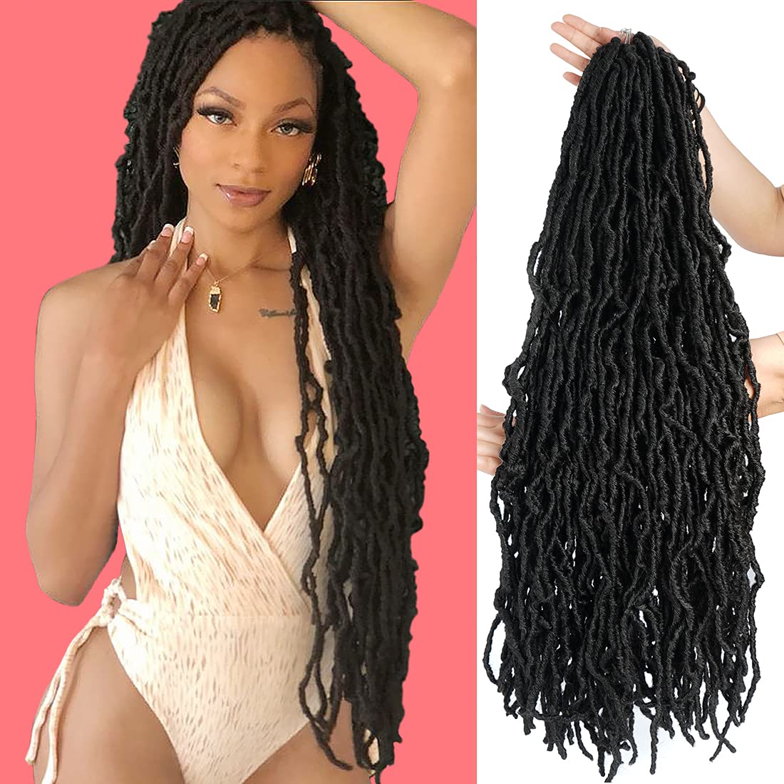Youngther 30 inch New Faux Locs Crochet Hair New Soft Locs Crochet Hair For Butterfly Locs Pre Looped Synthetic Crochet Hair for Black Women (30 inch,