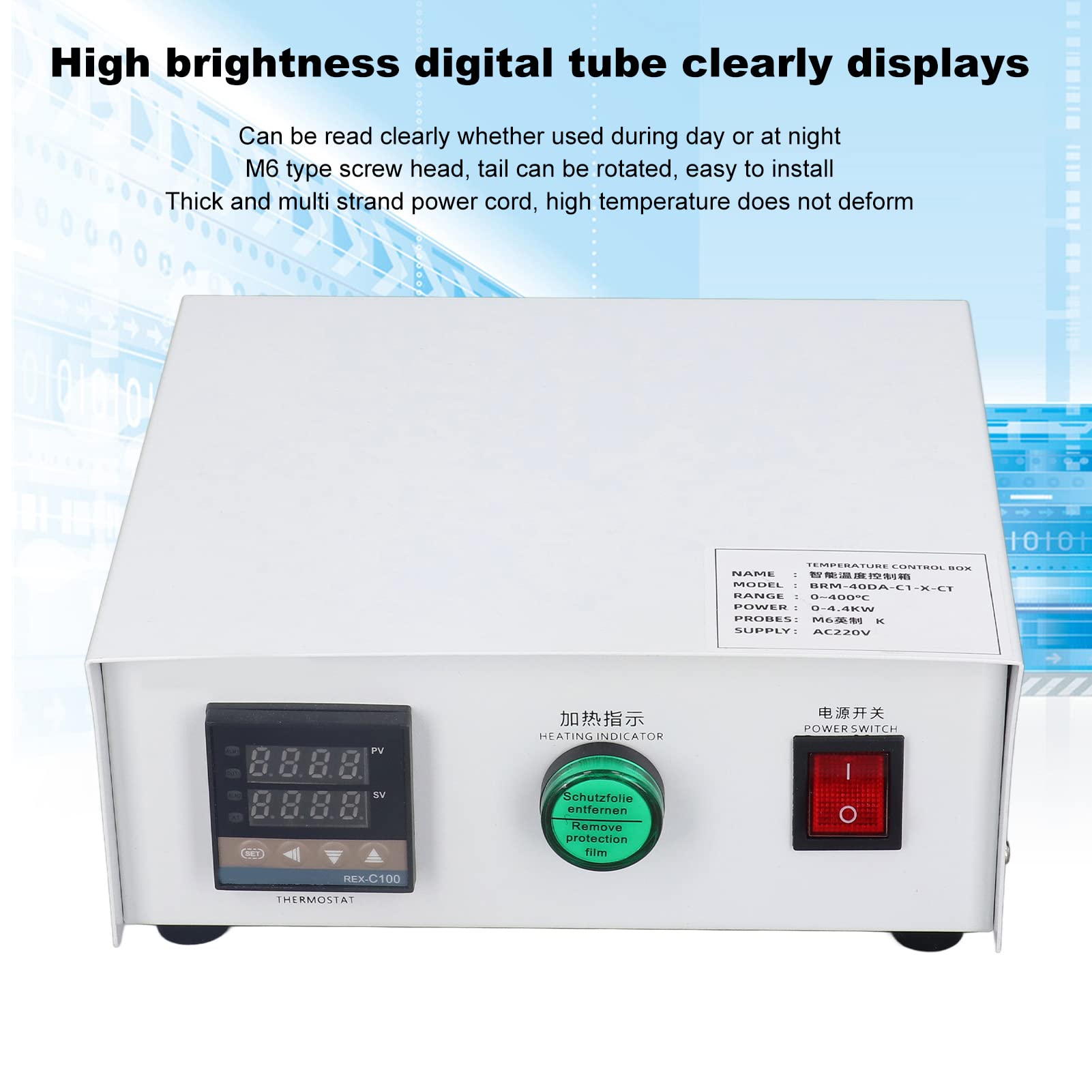 Controlador de Temperatura PID, Controlador de Temperatura Inteligente Electrónico AC220V 0~400 ℃ de Alta Precisión para Incubadora de Horno Doméstico (#3)