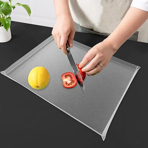 Miniatura 6 de WK Juego de 3 tablas de cortar de plástico flexible con labio, tabla de cortar plegable para cocina, tablas de cortar transparentes, hojas de