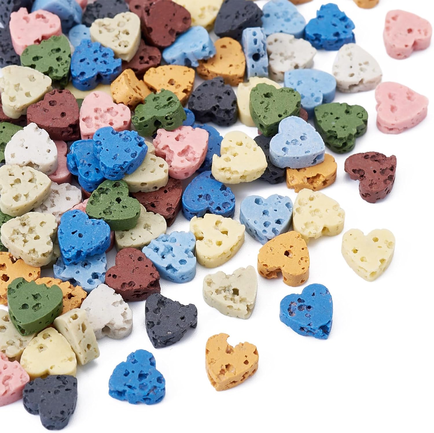 Craftdady 100pcs Heart Lava Rock Beads 6 mm Love Heart Stone Loose Spacer Beads Decorative Bracelet Beads Handmade Crafting Beads for DIY Earring Necklace Jewelry Making