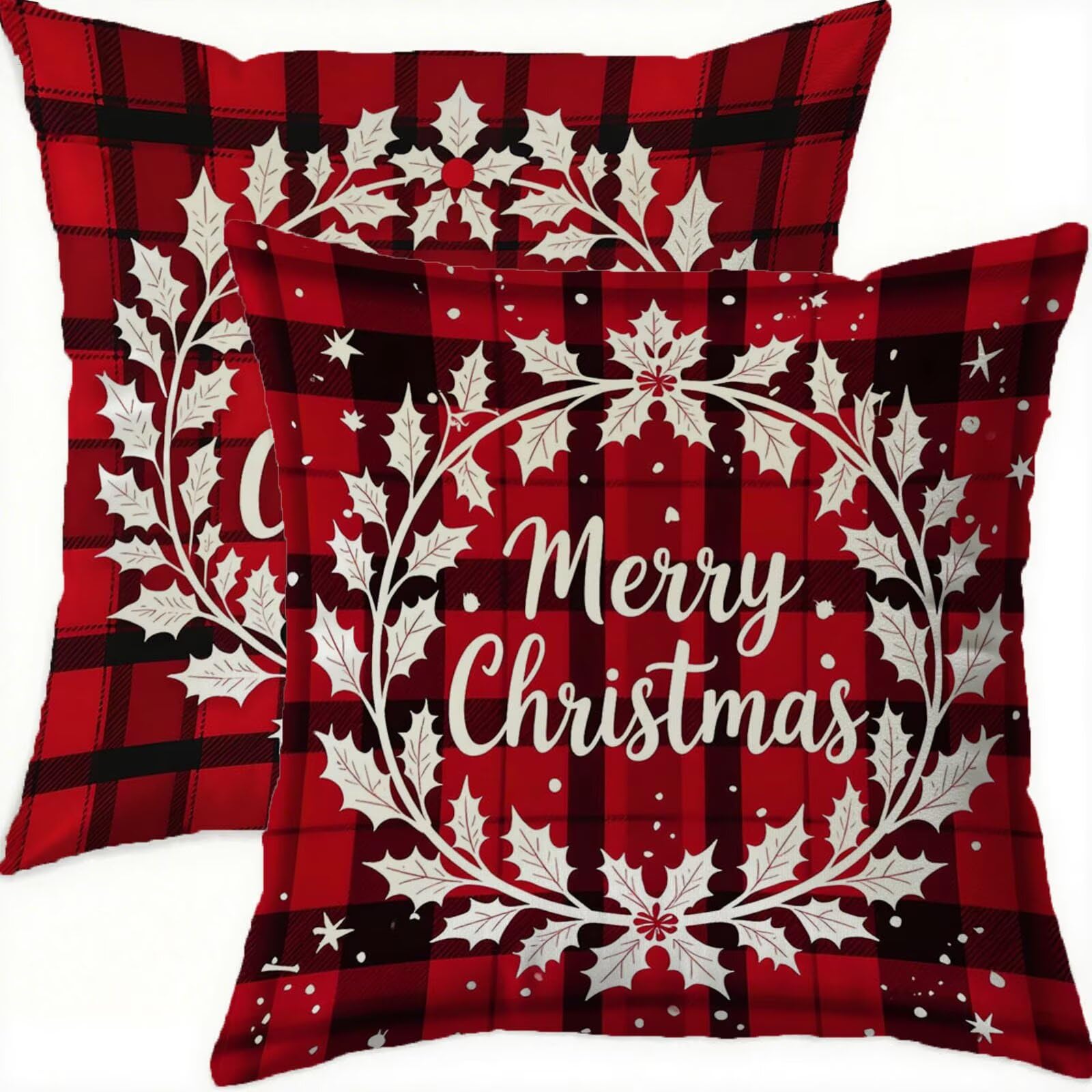 Housse coussin Noël velours rouge pour décorer votre canapé de salon