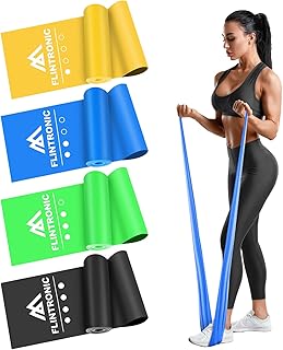 Flintronic Bande Elastiche Fitness, 1.5/1.8/2M Elastici Fitness, Banda Elastica con 3/4Livelli di Resistenza, Fascia Elastica Fitness di Resistenza Ideale per Crossfit, Yoga, Pilates