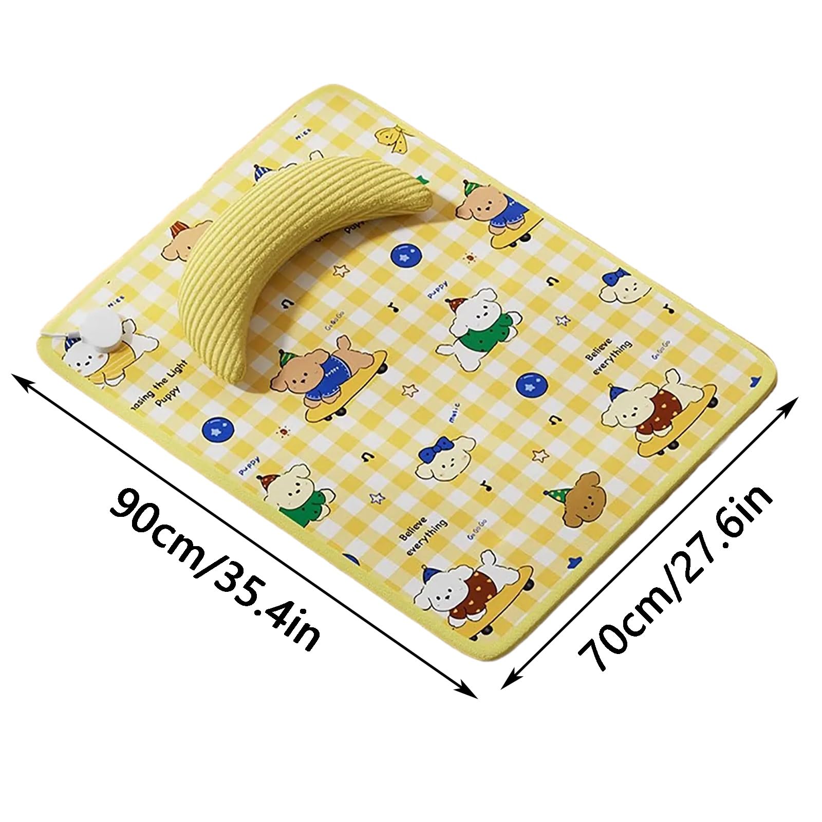 Tapis Chauffant Chat, Coussin Chauffant Animaux, avec Oreiller, Imperméable et Durable, Température Réglable, Idéal pour l'hiver(Large)