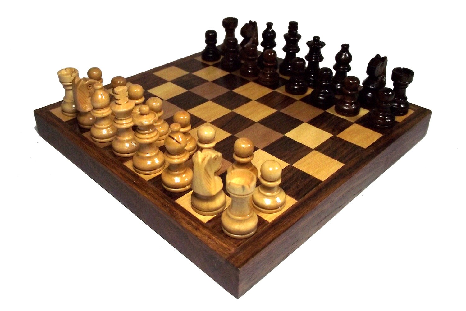 Royal Handicrafts Handmade Reversible Wooden Game: Chess & Board Solitaire