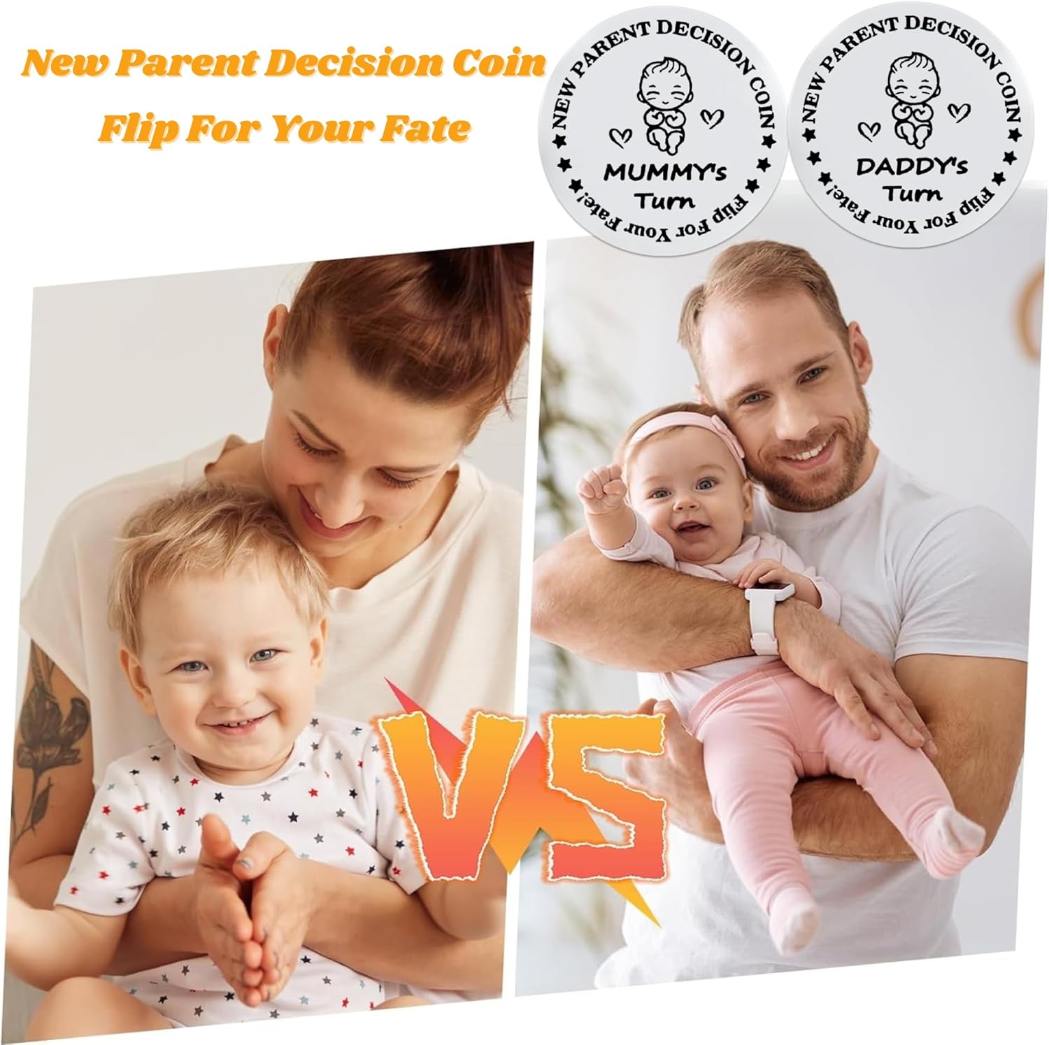Funny New Parent Decision Coin with Sweet Card – First Time Parents Gifts, Boy Mom Keepsake, Expecting Dad Token, Pregnancy Gifts for Expecting Mom, New Dad Gift First Time, Mother to Be Gift
