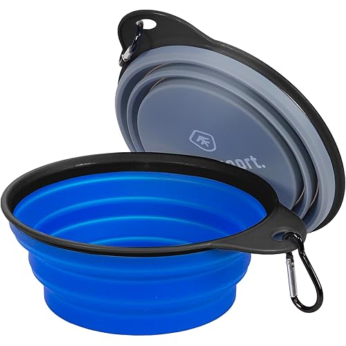 Stansport Collapsible Silicon Travel Bowls - 2 Pack, Grey and Blue, Large